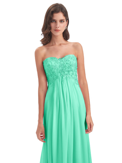 Halle Sweep-Brush Train Beading Sweetheart Bridesmaid Dresses