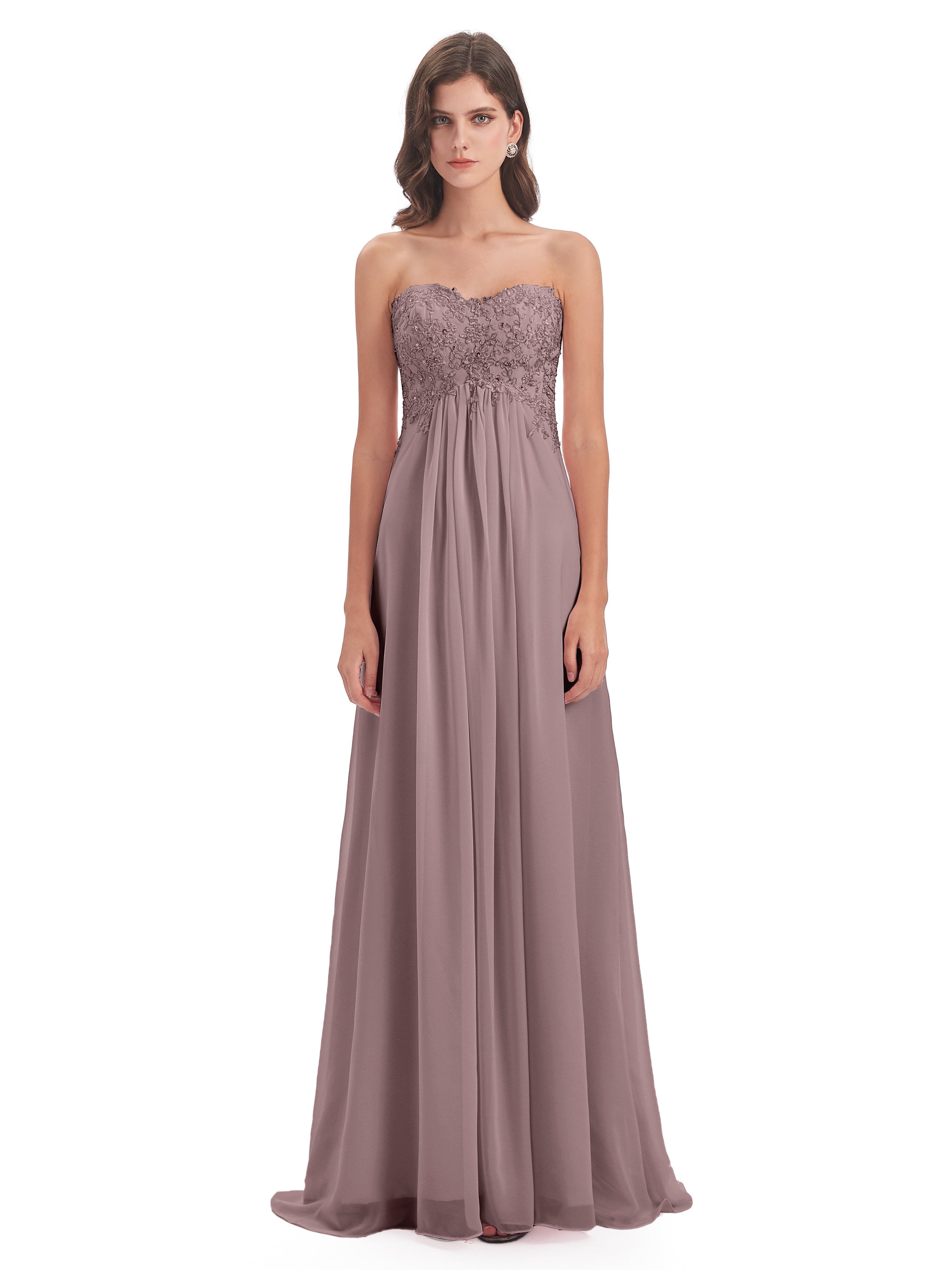 Halle Sweep-Brush Train Beading Sweetheart Bridesmaid Dresses