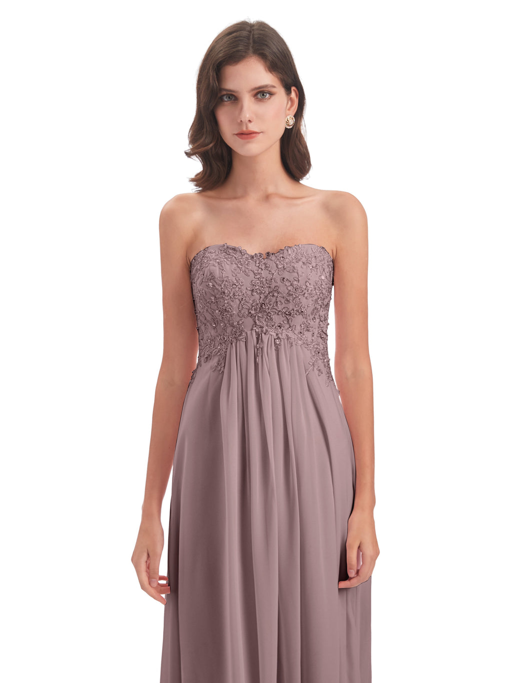 Halle Sweep-Brush Train Beading Sweetheart Bridesmaid Dresses
