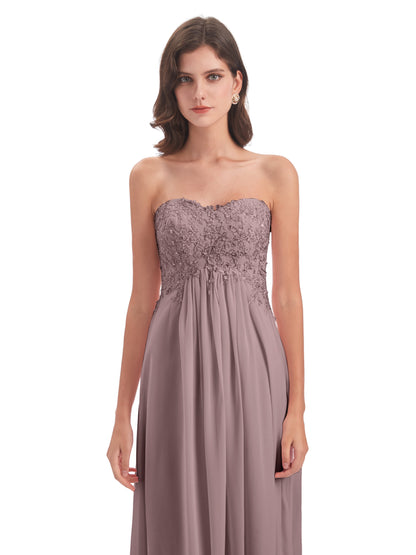 Halle Sweep-Brush Train Beading Sweetheart Bridesmaid Dresses