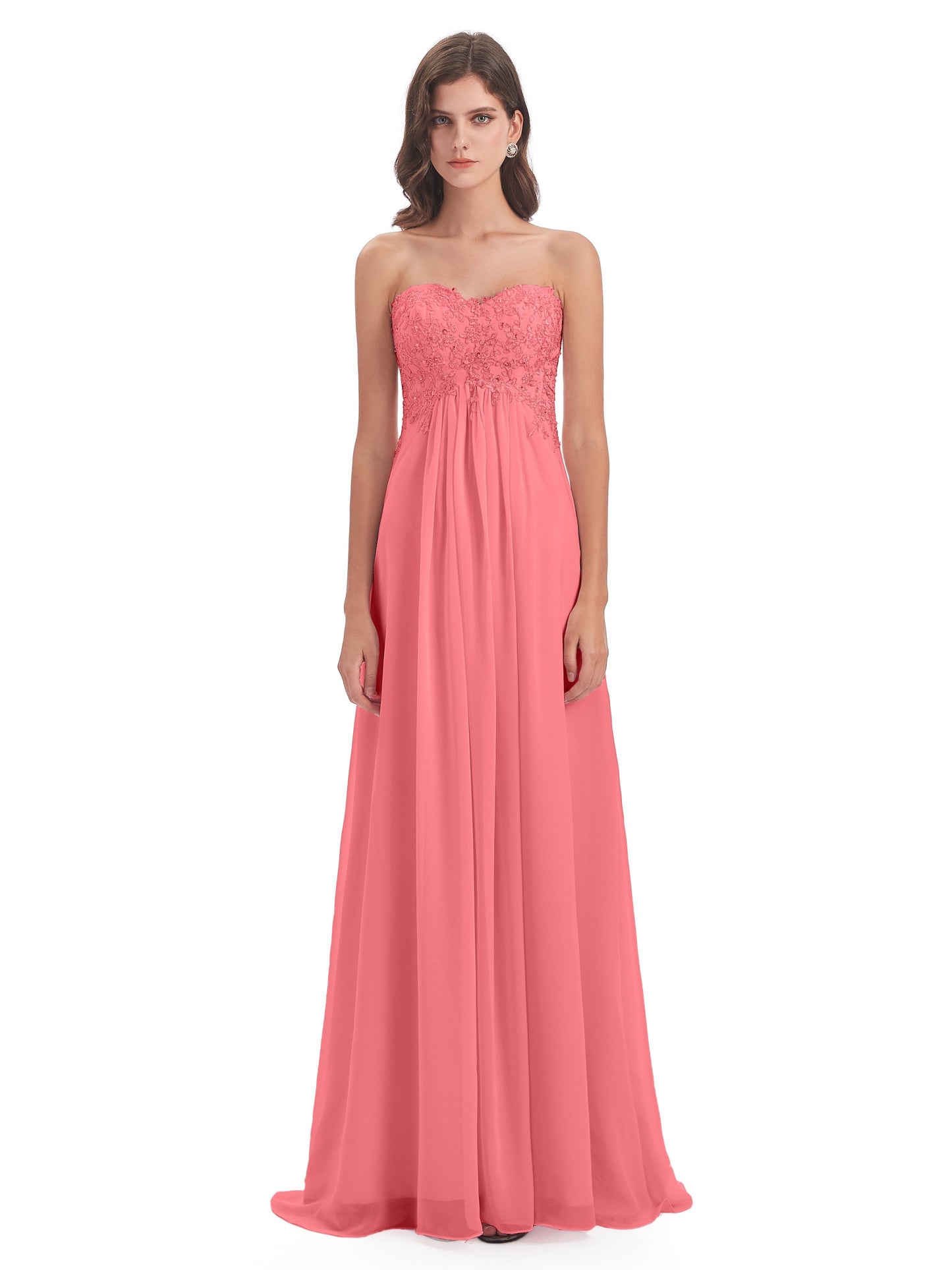 Halle Sweep-Brush Train Beading Sweetheart Bridesmaid Dresses