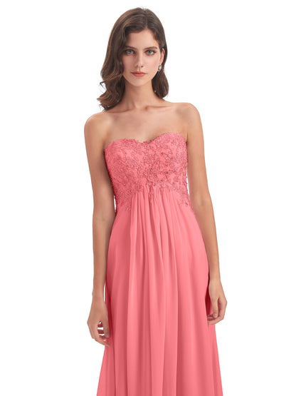 Halle Sweep-Brush Train Beading Sweetheart Bridesmaid Dresses