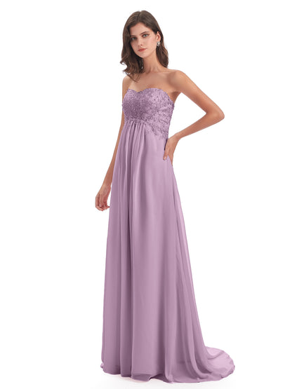 Halle Sweep-Brush Train Beading Sweetheart Bridesmaid Dresses