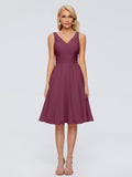 Jocelyn V-Neck Knee Length Chiffon Bridesmaid Dresses