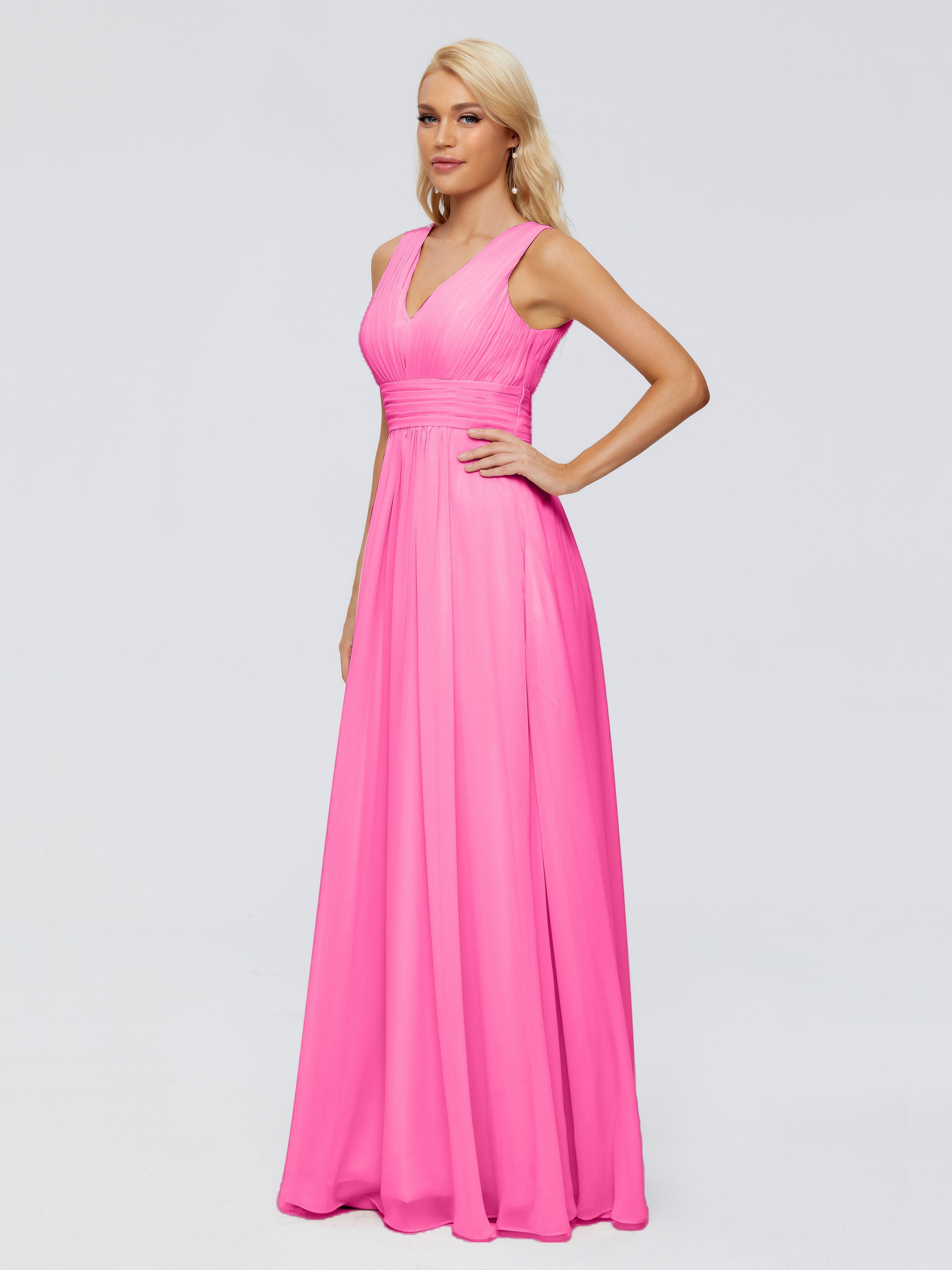 Juliana A-line V Neck Straps Chiffon Bridesmaid Dresses With Pockets