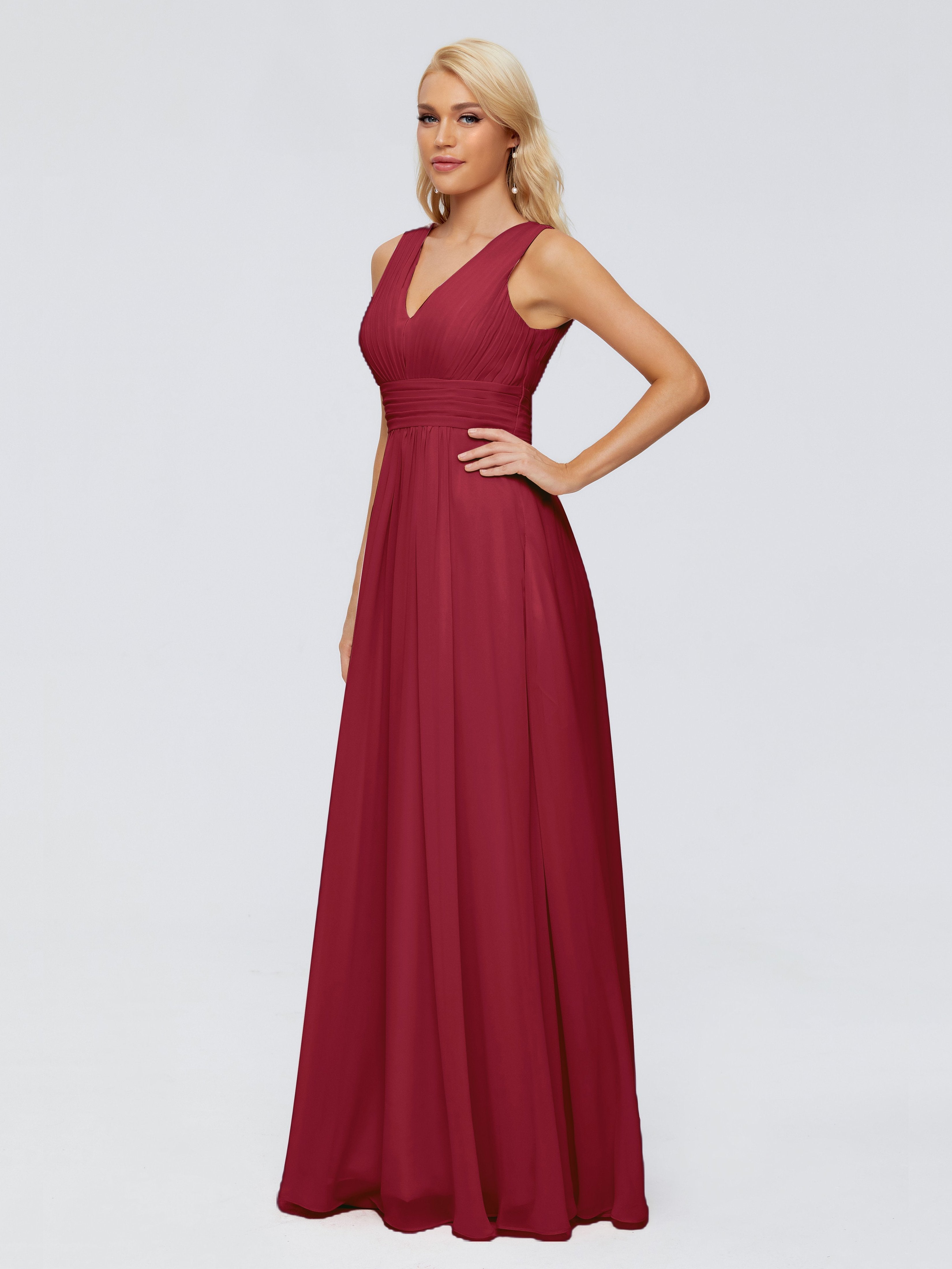Juliana A-line V Neck Straps Chiffon Bridesmaid Dresses With Pockets