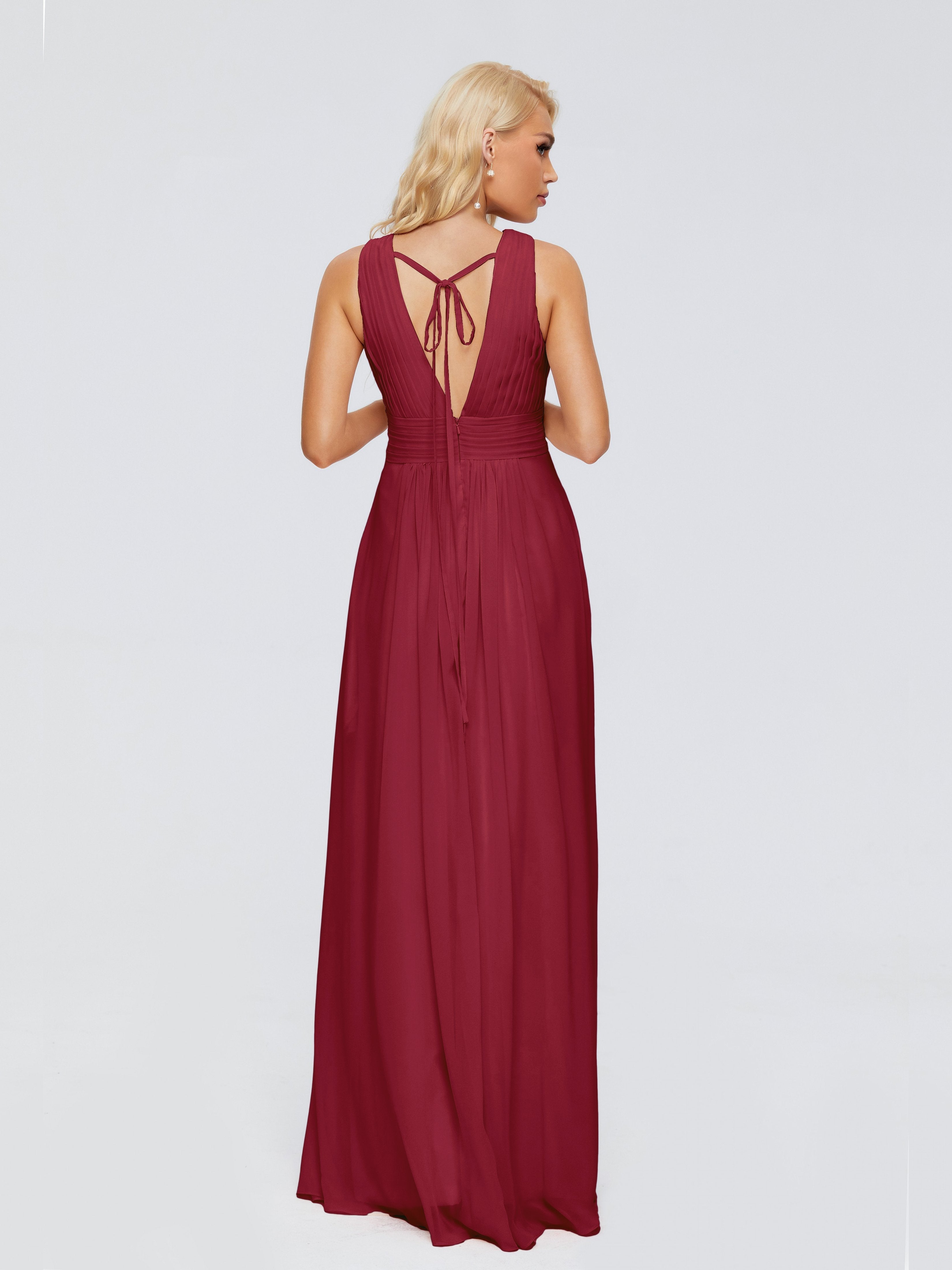 Juliana A-line V Neck Straps Chiffon Bridesmaid Dresses With Pockets
