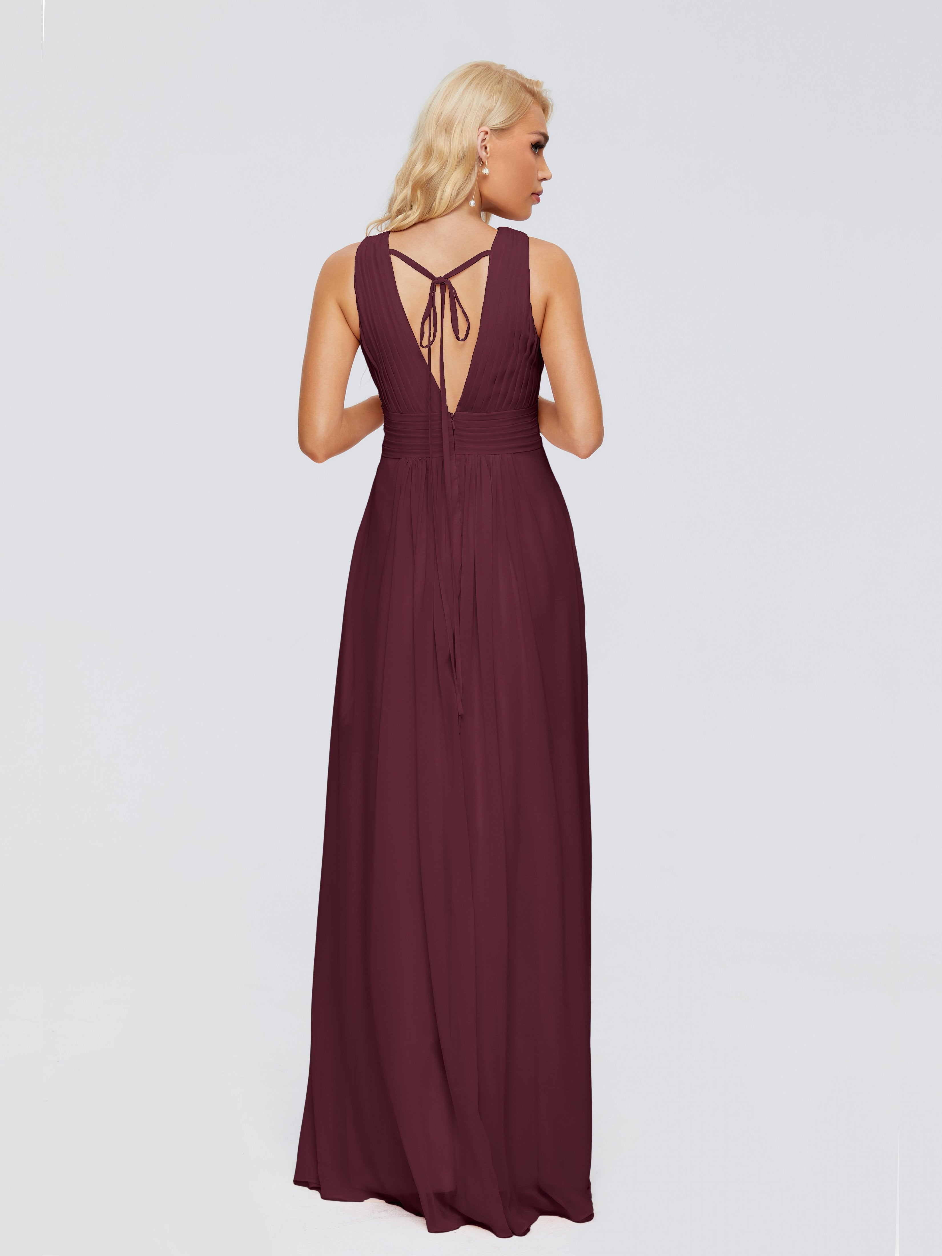 Juliana A-line V Neck Straps Chiffon Bridesmaid Dresses With Pockets