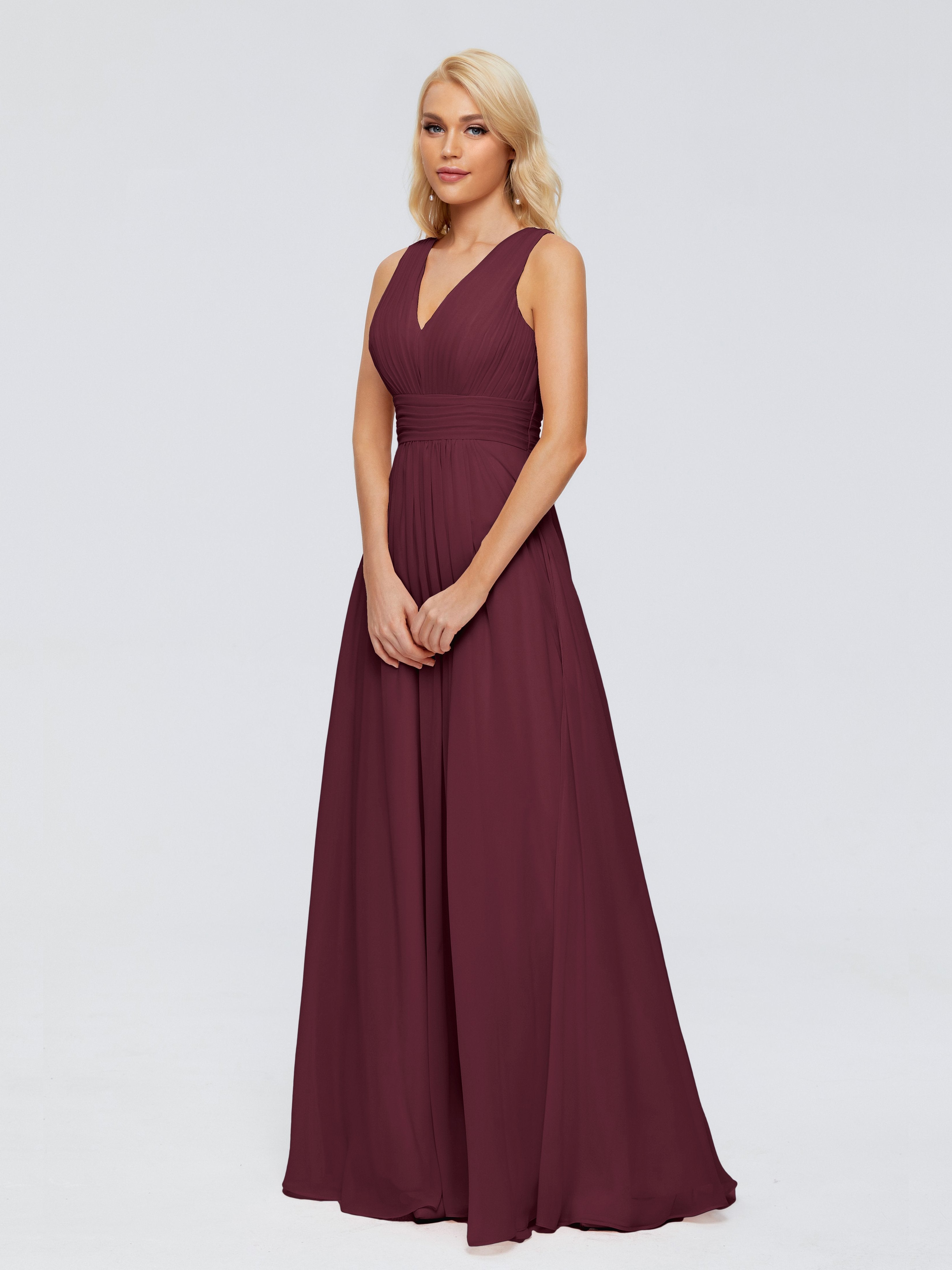 Juliana A-line V Neck Straps Chiffon Bridesmaid Dresses With Pockets