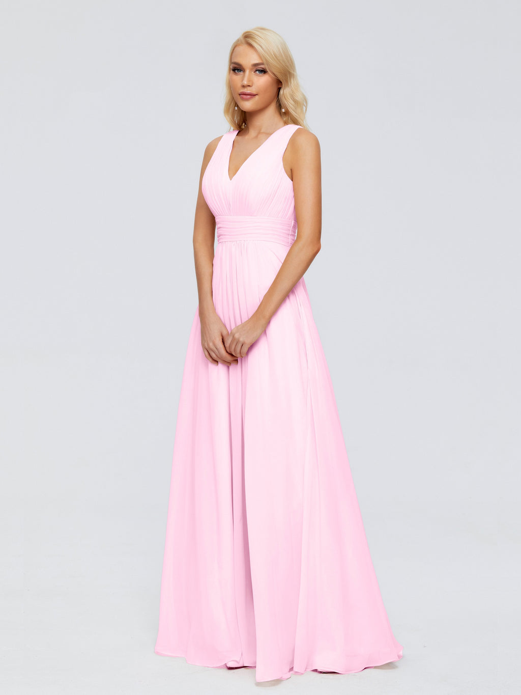 Juliana A-line V Neck Straps Chiffon Bridesmaid Dresses With Pockets