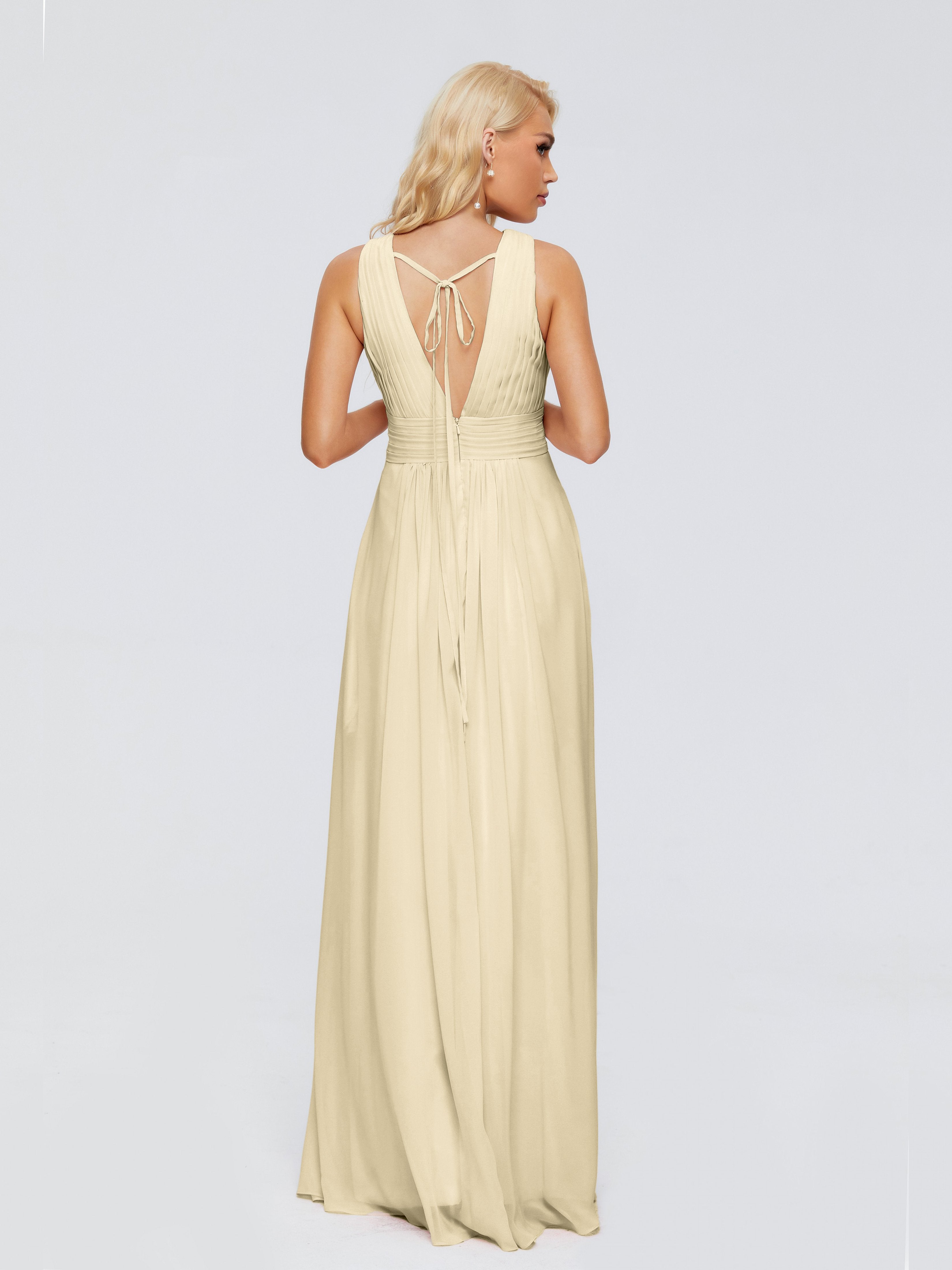 Juliana A-line V Neck Straps Chiffon Bridesmaid Dresses With Pockets