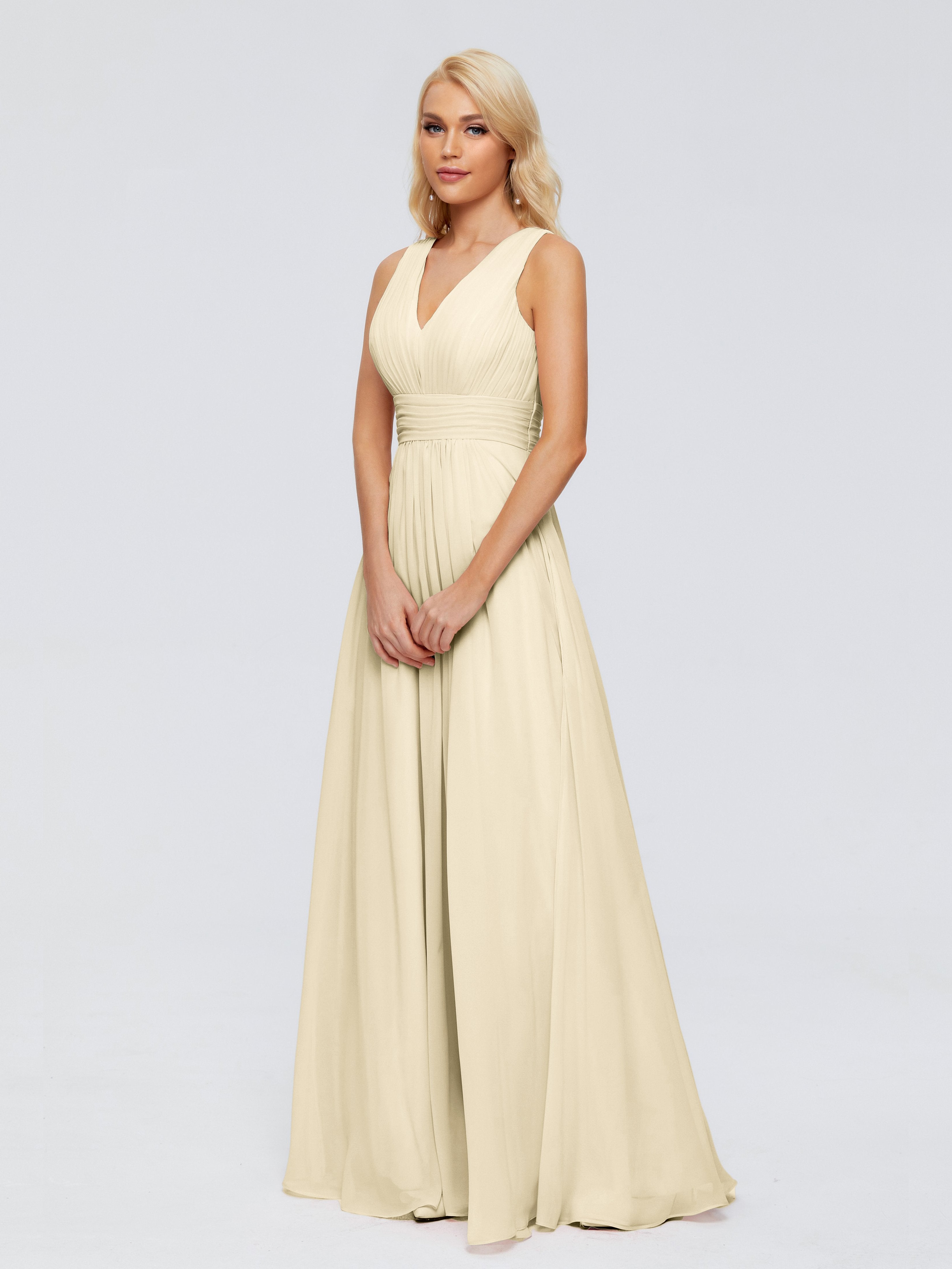 Juliana A-line V Neck Straps Chiffon Bridesmaid Dresses With Pockets