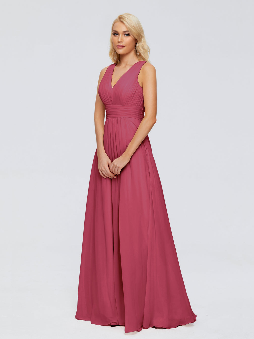 Juliana A-line V Neck Straps Chiffon Bridesmaid Dresses With Pockets