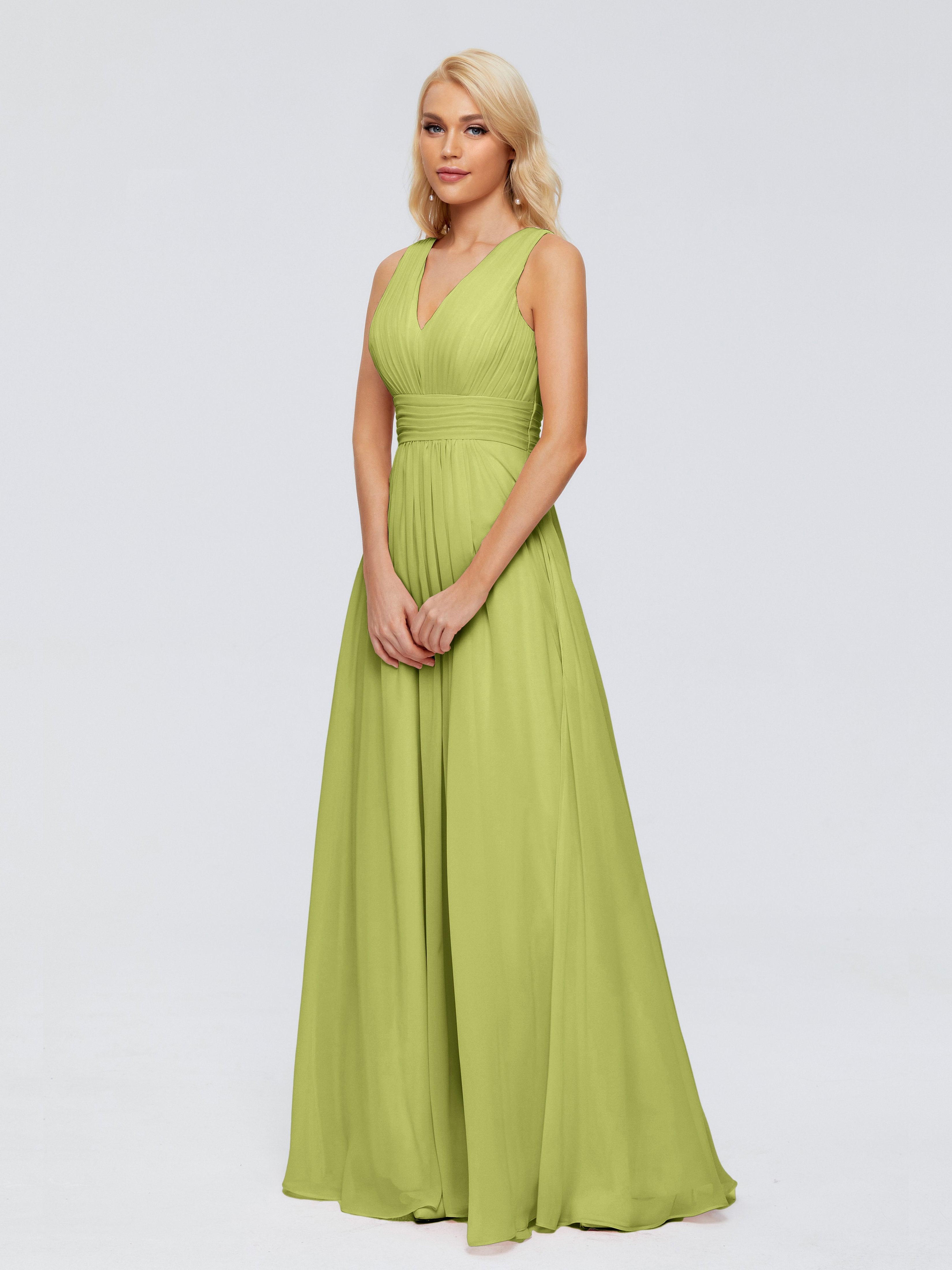 Juliana A-line V Neck Straps Chiffon Bridesmaid Dresses With Pockets