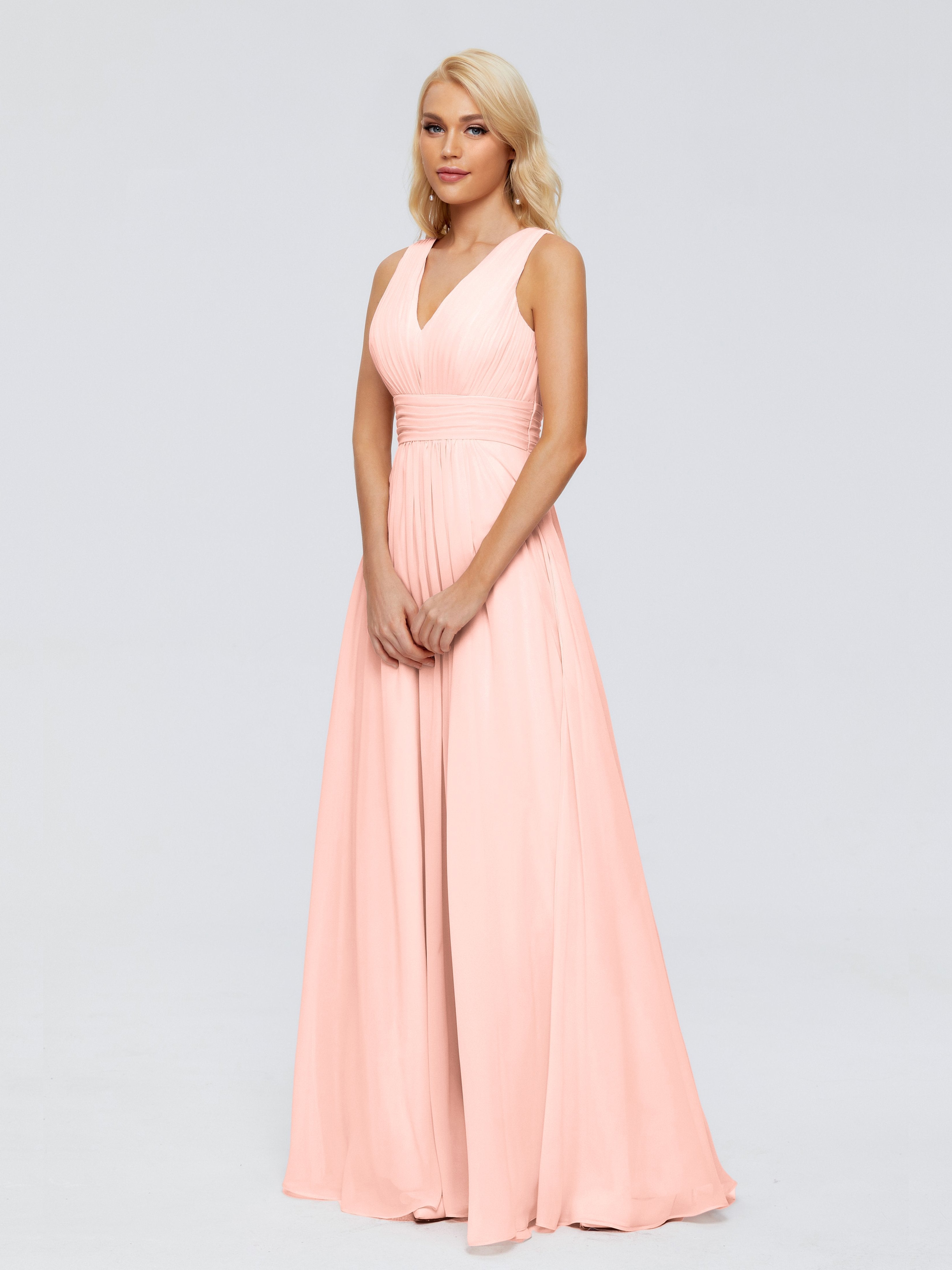 Juliana A-line V Neck Straps Chiffon Bridesmaid Dresses With Pockets
