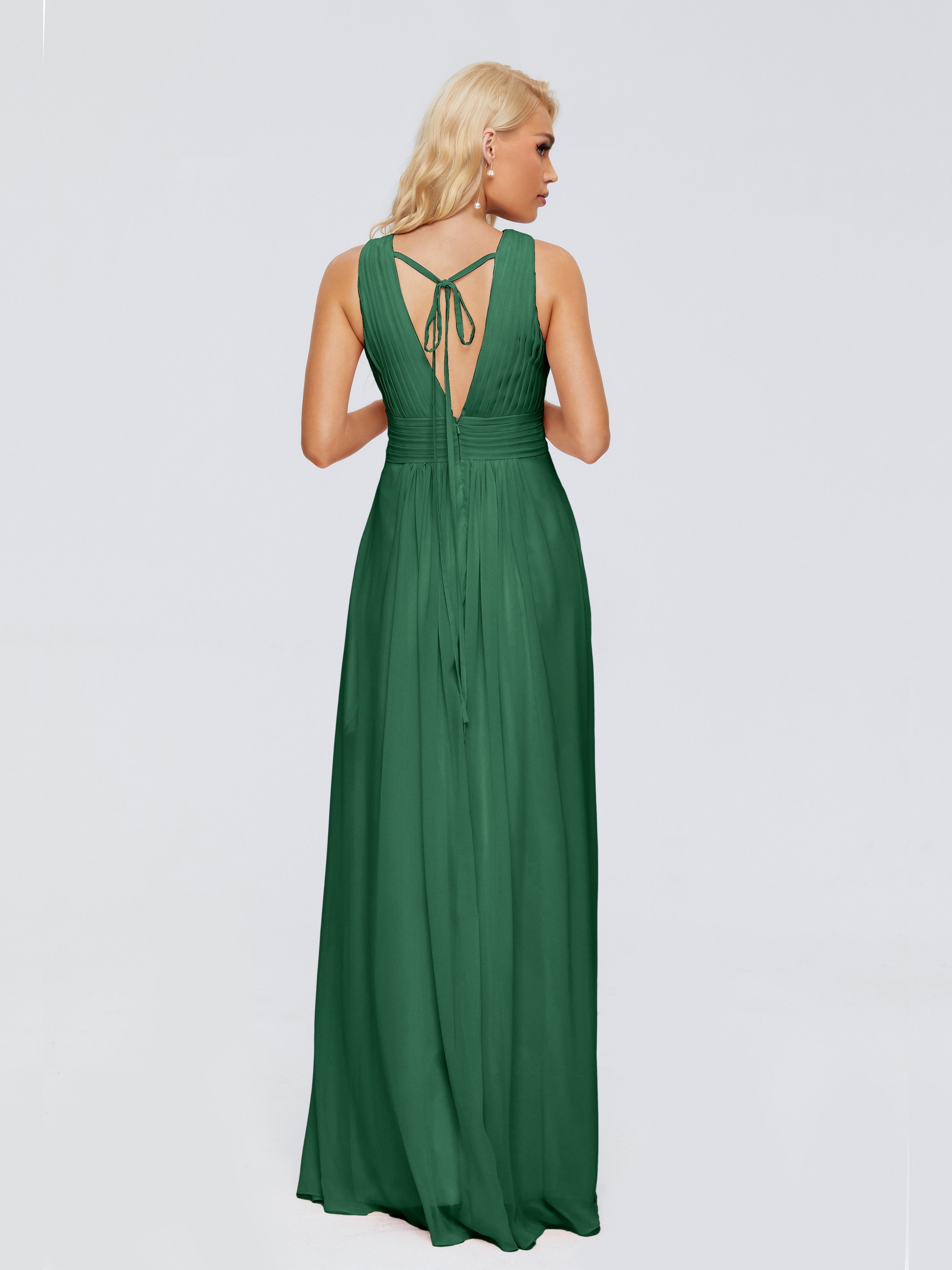 Juliana A-line V Neck Straps Chiffon Bridesmaid Dresses With Pockets