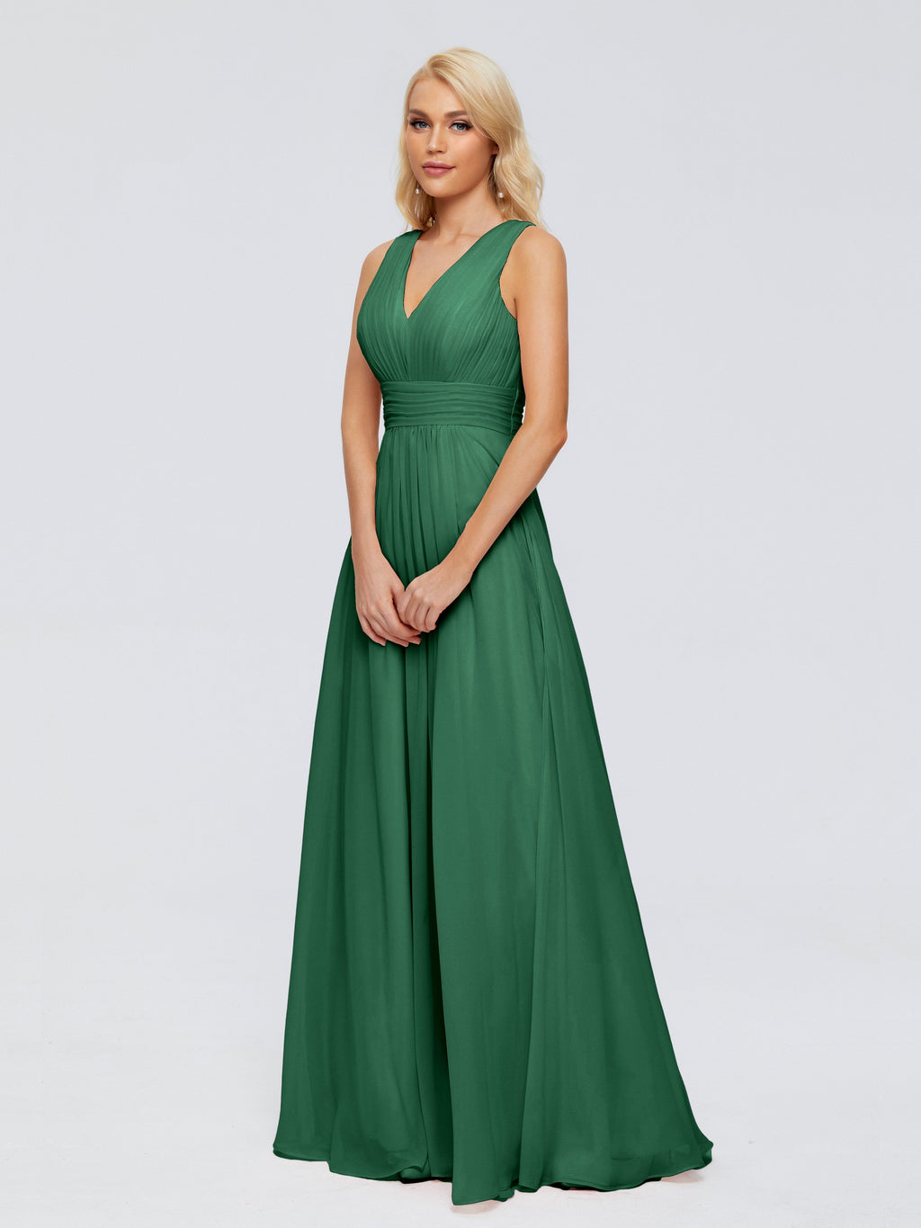 Juliana A-line V Neck Straps Chiffon Bridesmaid Dresses With Pockets