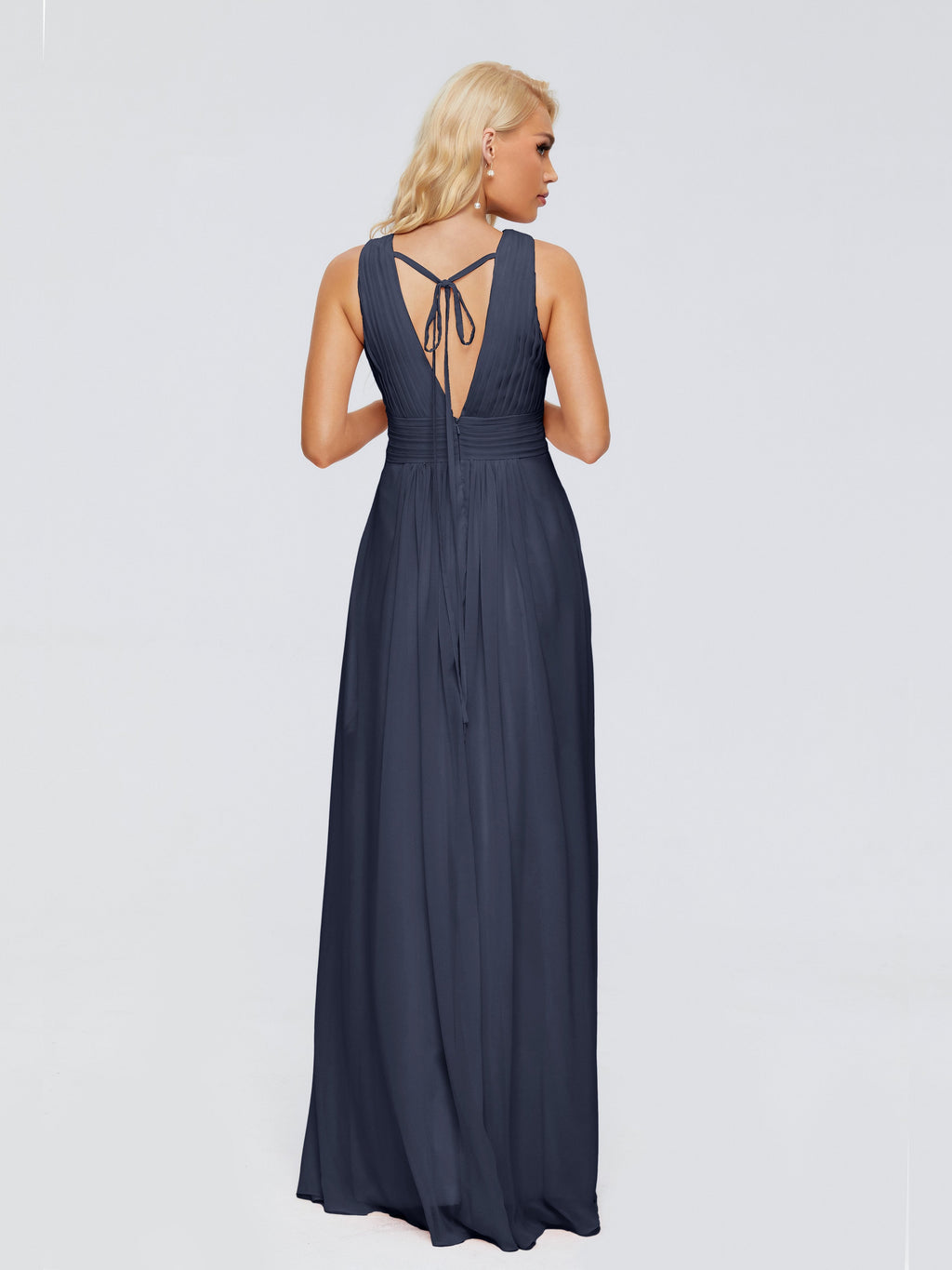 Juliana A-line V Neck Straps Chiffon Bridesmaid Dresses With Pockets