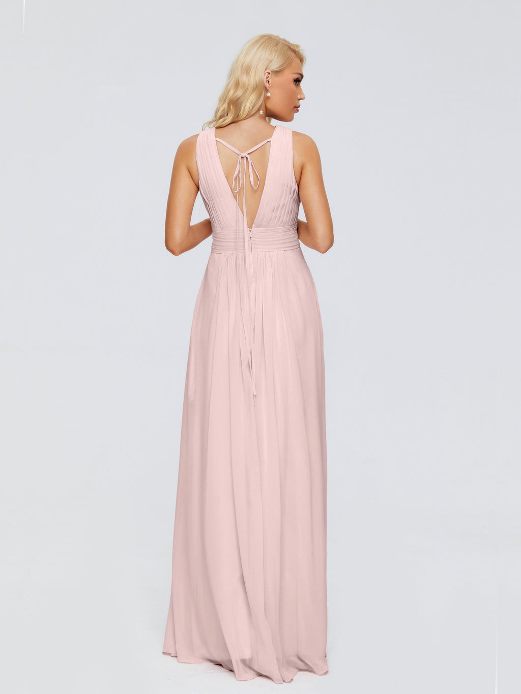 Juliana A-line V Neck Straps Chiffon Bridesmaid Dresses With Pockets