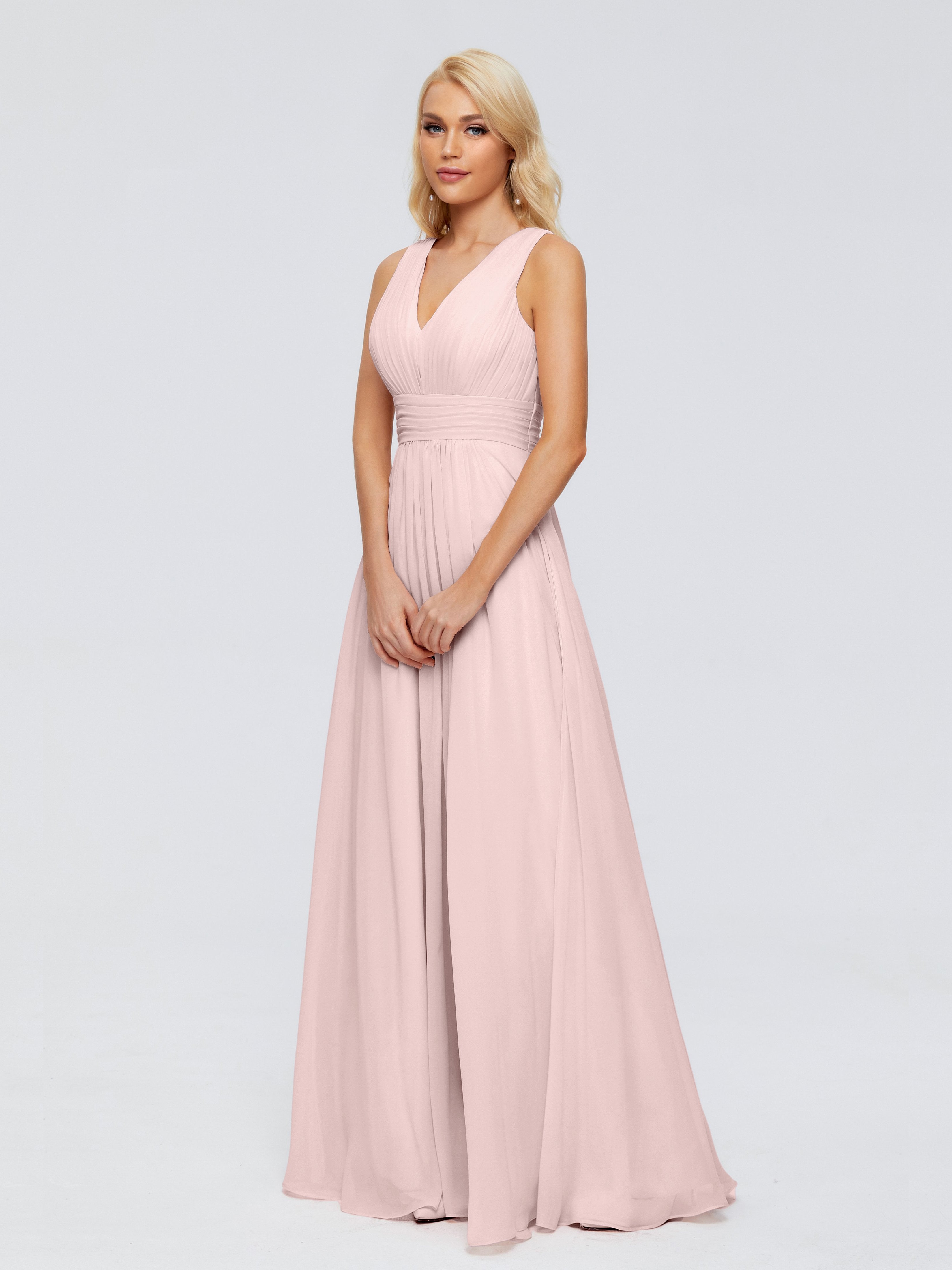 Juliana A-line V Neck Straps Chiffon Bridesmaid Dresses With Pockets