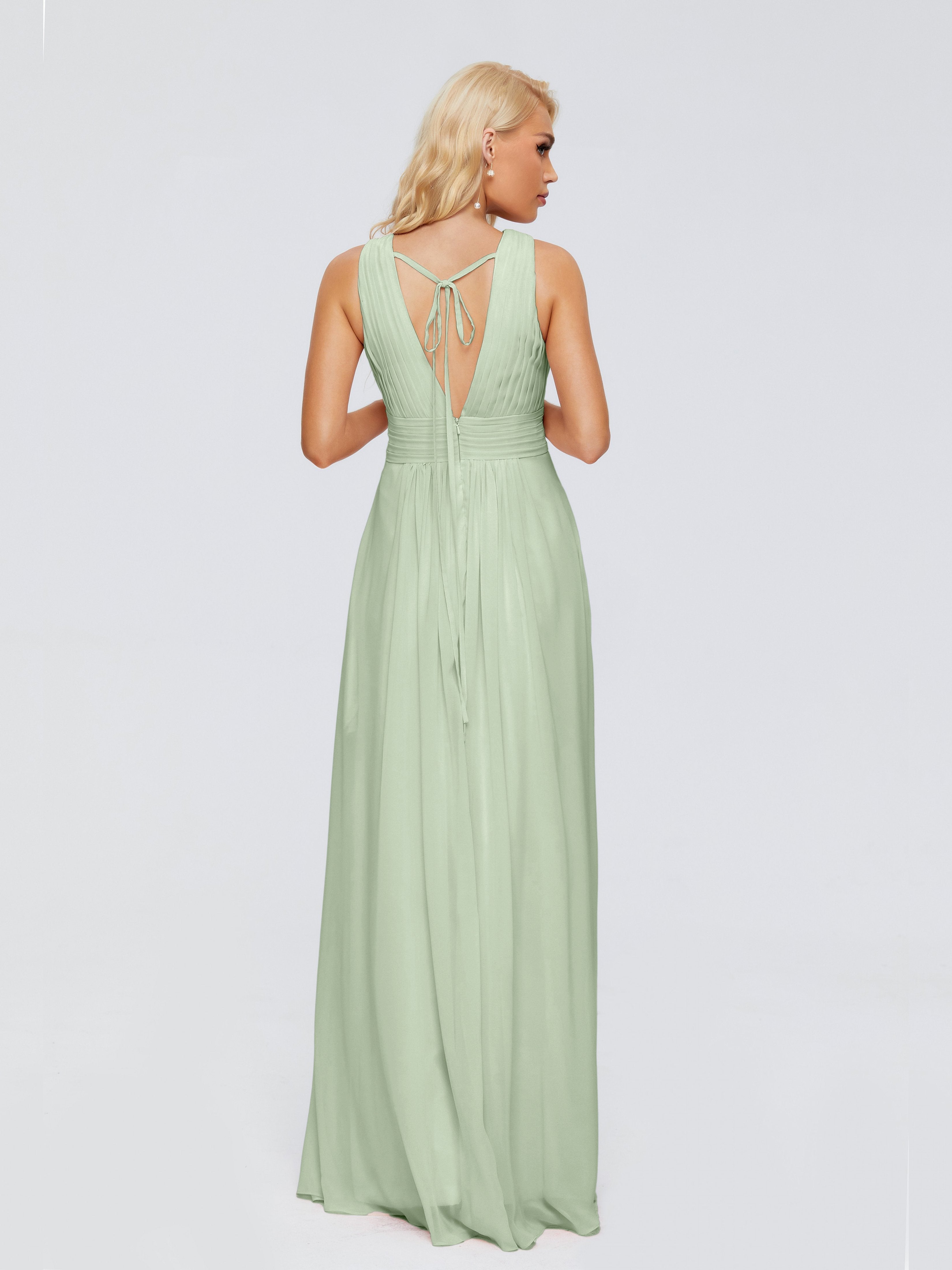 Juliana A-line V Neck Straps Chiffon Bridesmaid Dresses With Pockets