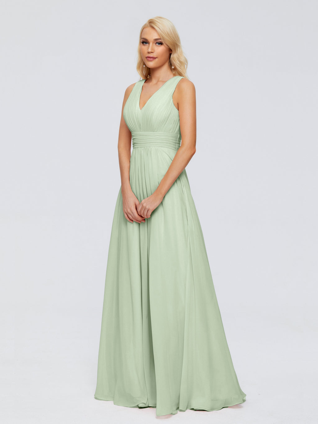 Juliana A-line V Neck Straps Chiffon Bridesmaid Dresses With Pockets