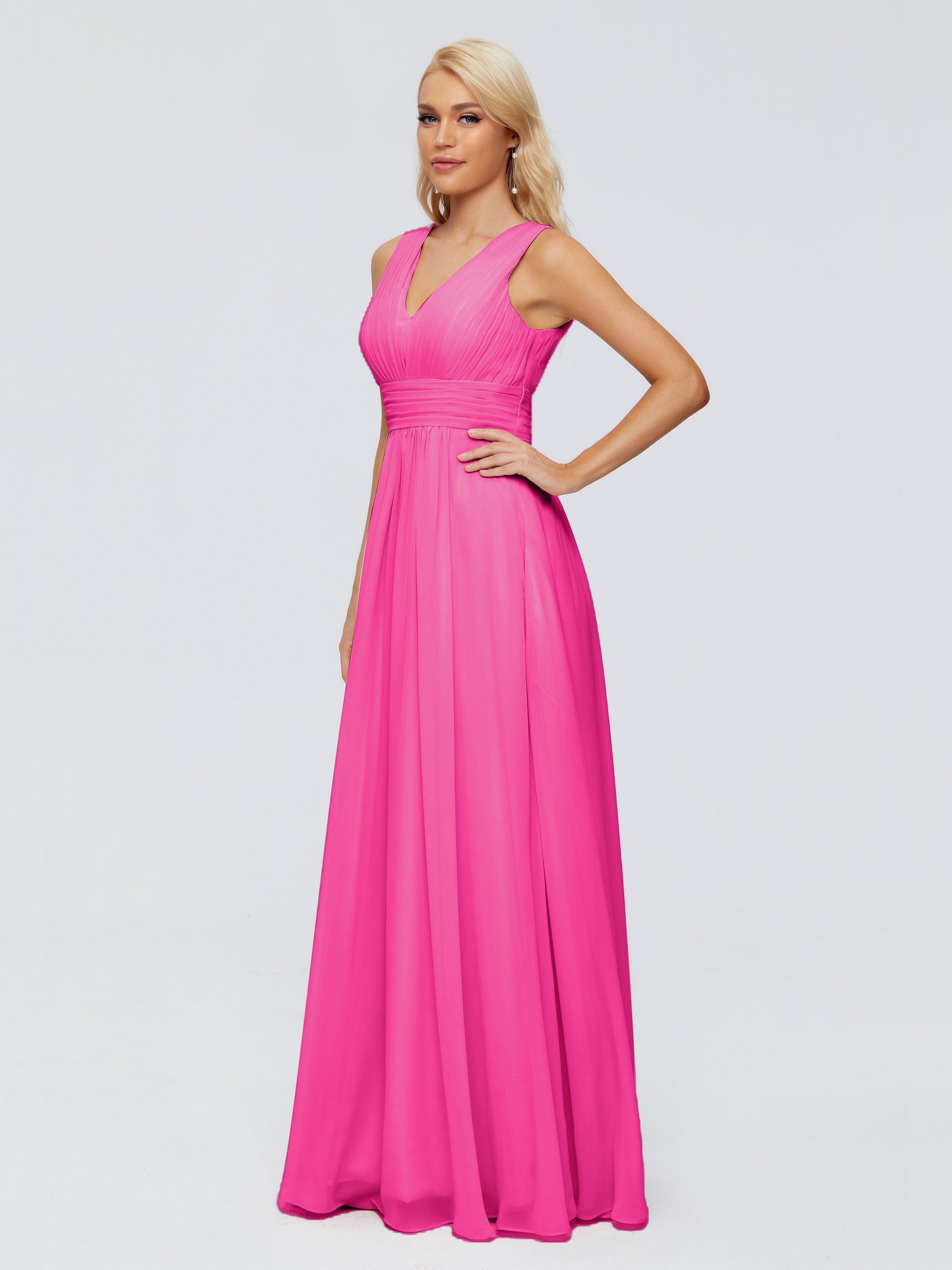 Juliana A-line V Neck Straps Chiffon Bridesmaid Dresses With Pockets