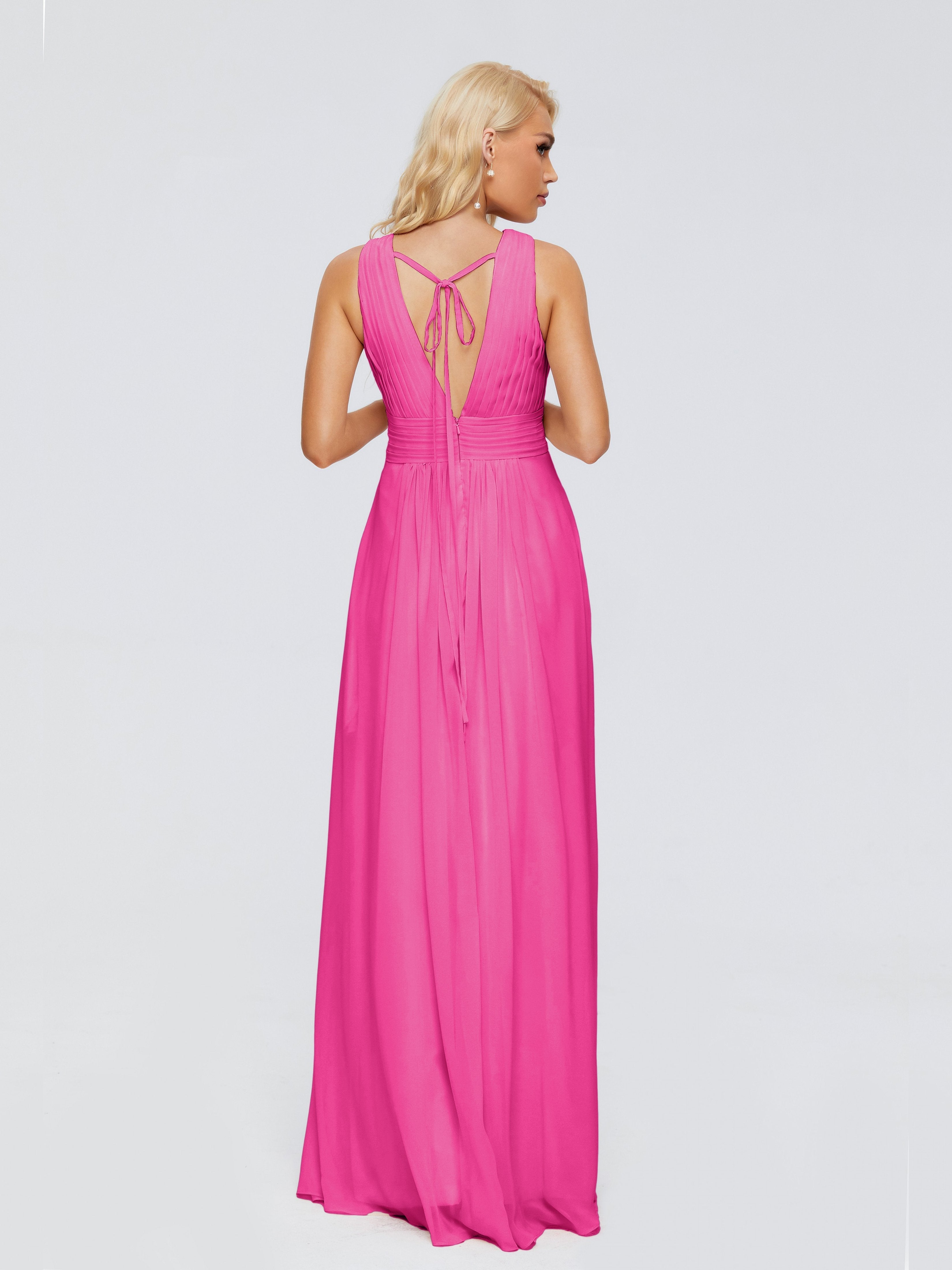 Juliana A-line V Neck Straps Chiffon Bridesmaid Dresses With Pockets