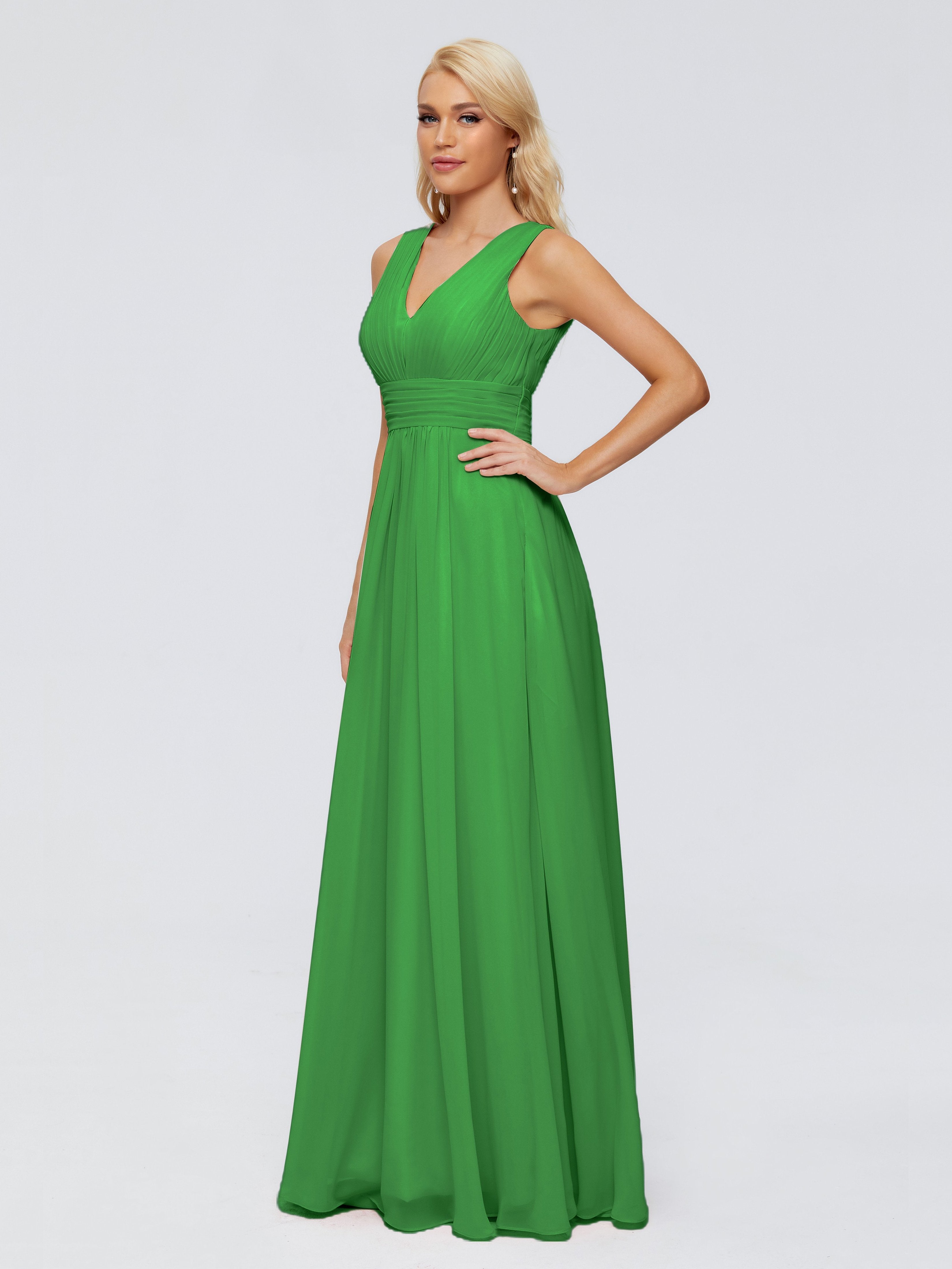 Juliana A-line V Neck Straps Chiffon Bridesmaid Dresses With Pockets
