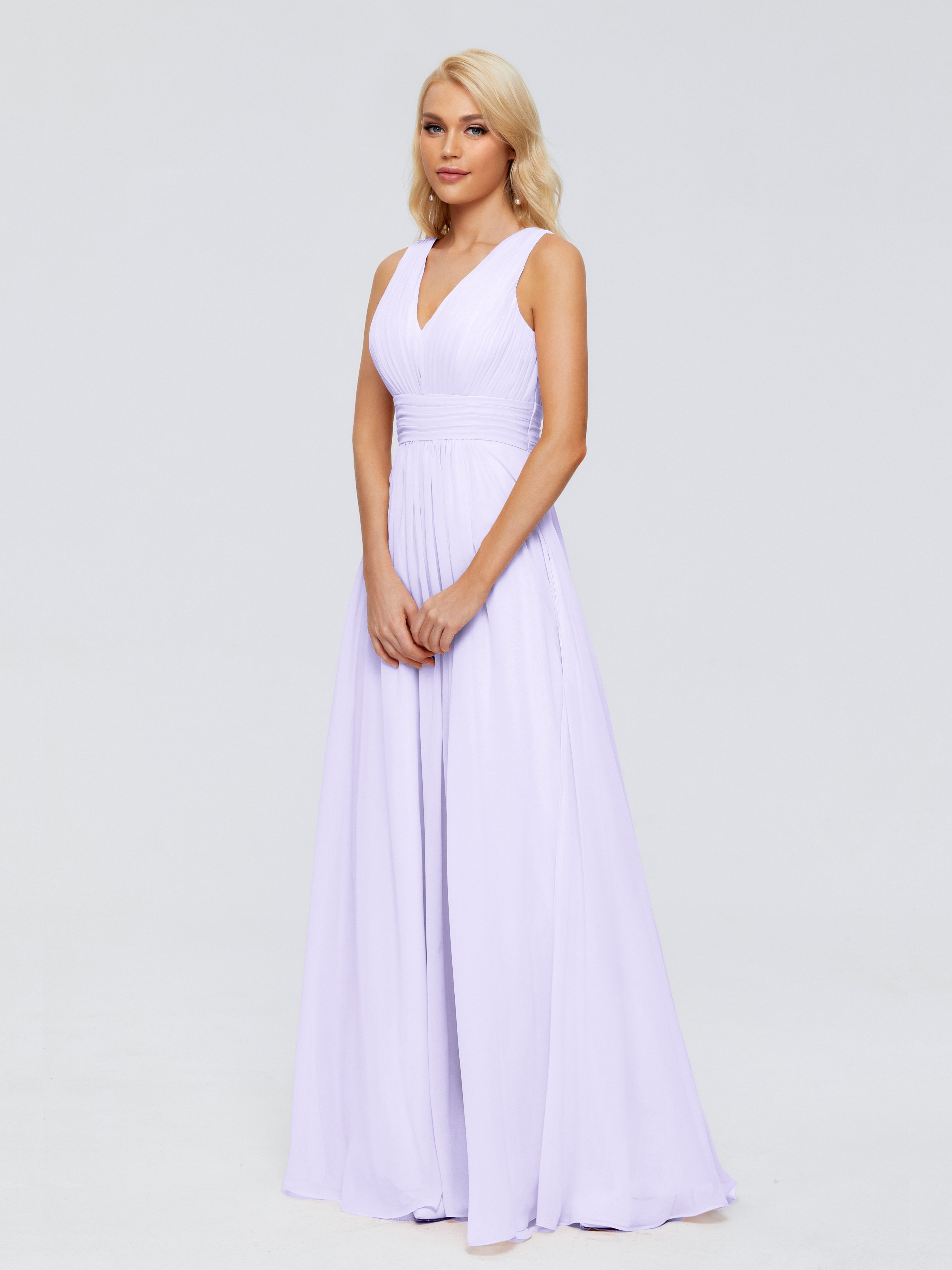 Juliana A-line V Neck Straps Chiffon Bridesmaid Dresses With Pockets