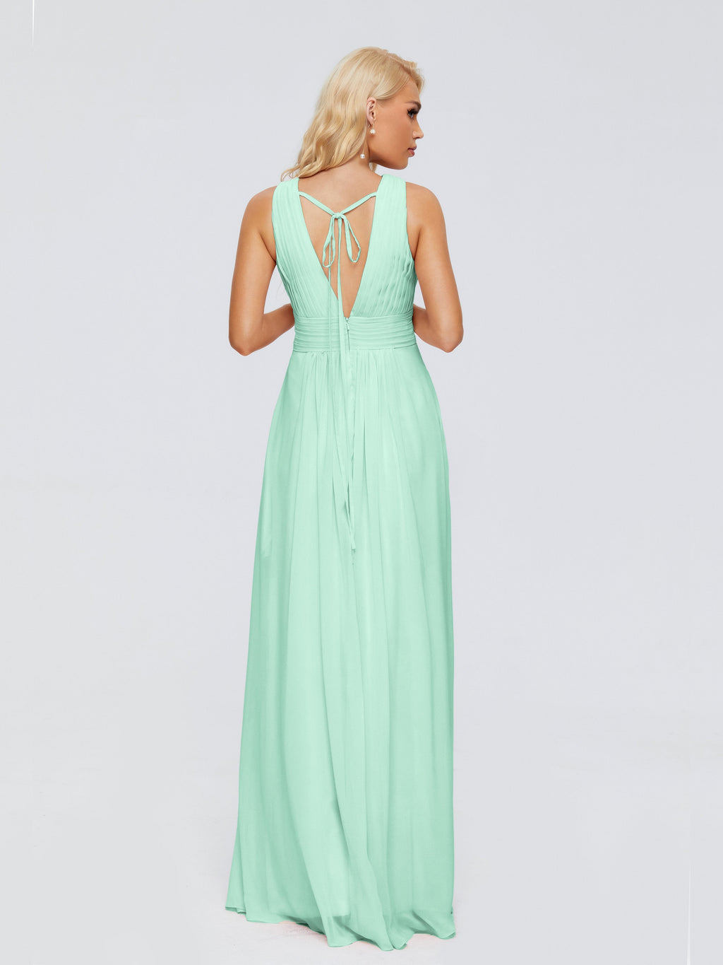Juliana A-line V Neck Straps Chiffon Bridesmaid Dresses With Pockets