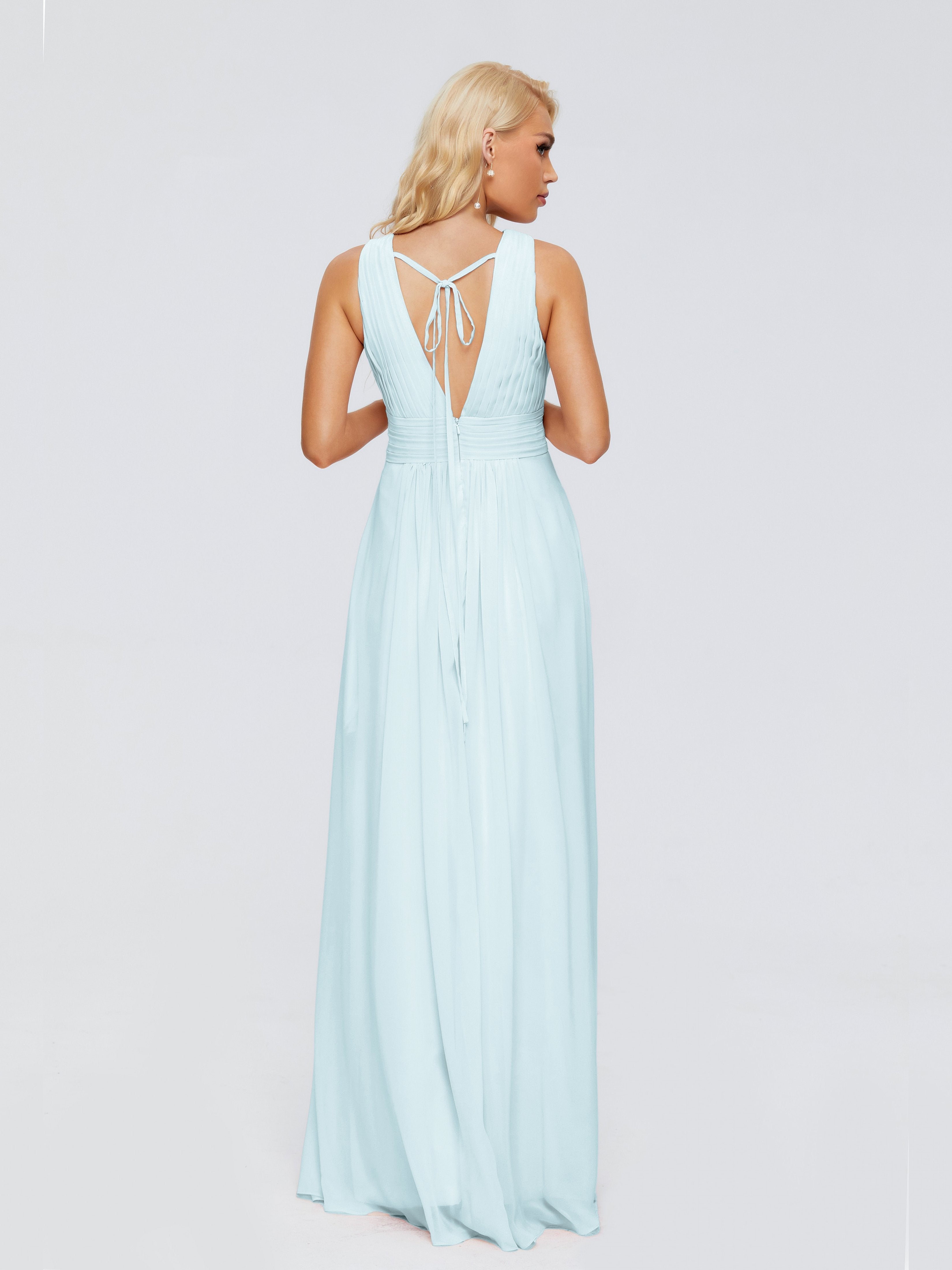 Juliana A-line V Neck Straps Chiffon Bridesmaid Dresses With Pockets