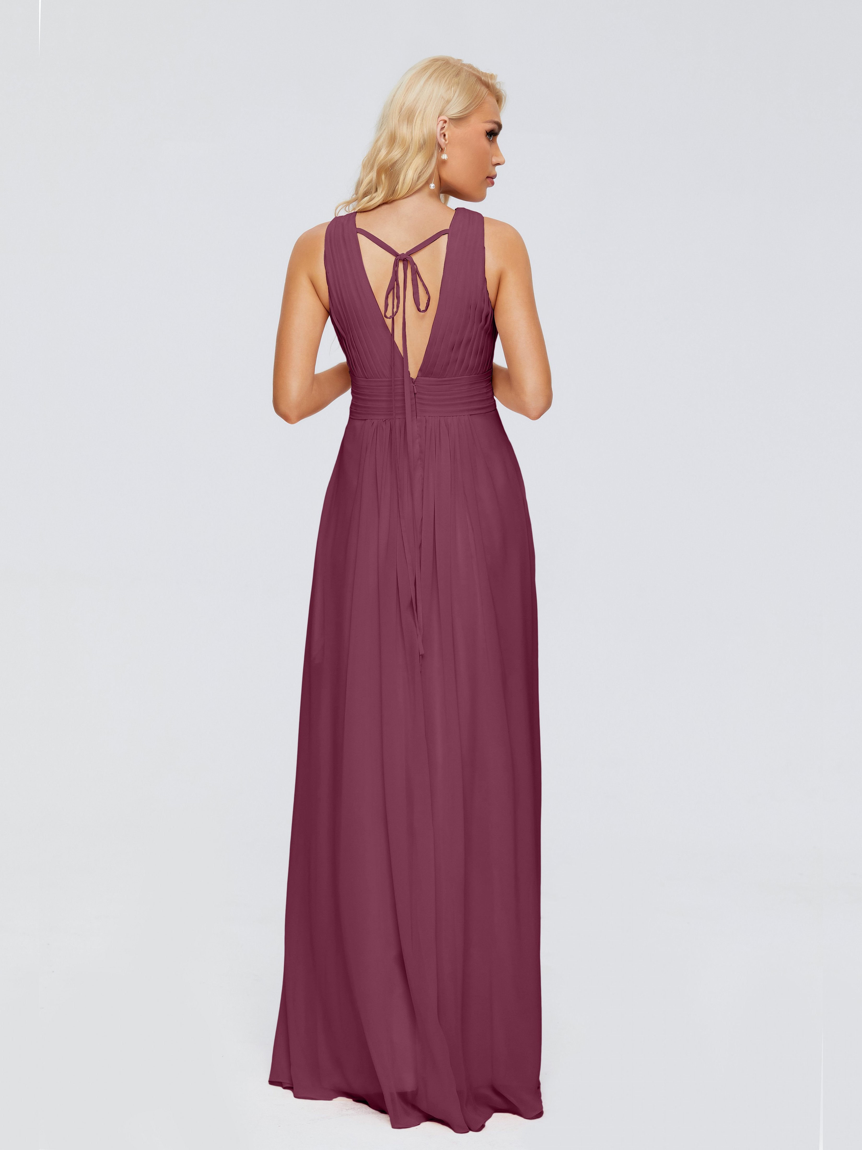 Juliana A-line V Neck Straps Chiffon Bridesmaid Dresses With Pockets