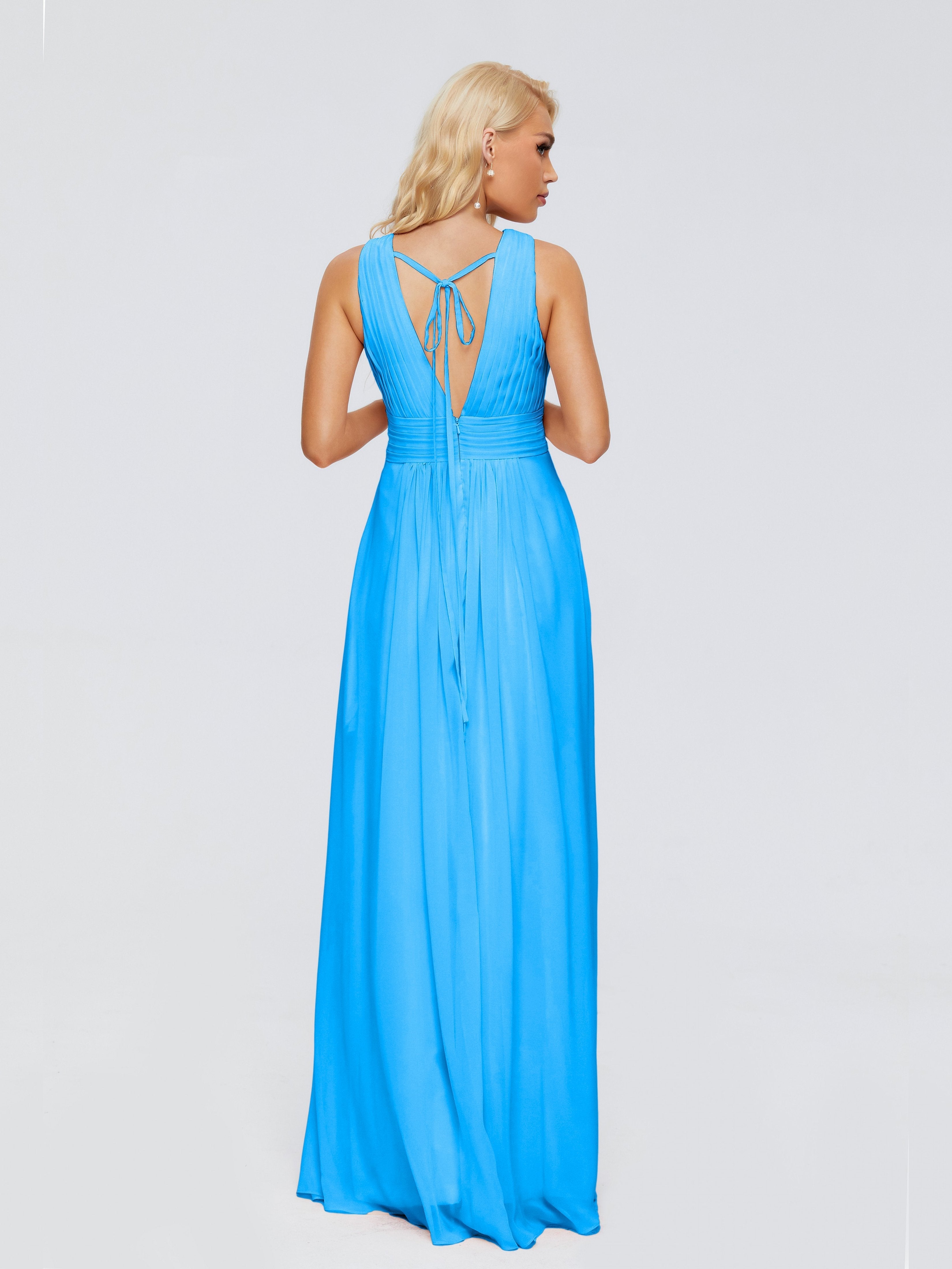 Juliana A-line V Neck Straps Chiffon Bridesmaid Dresses With Pockets