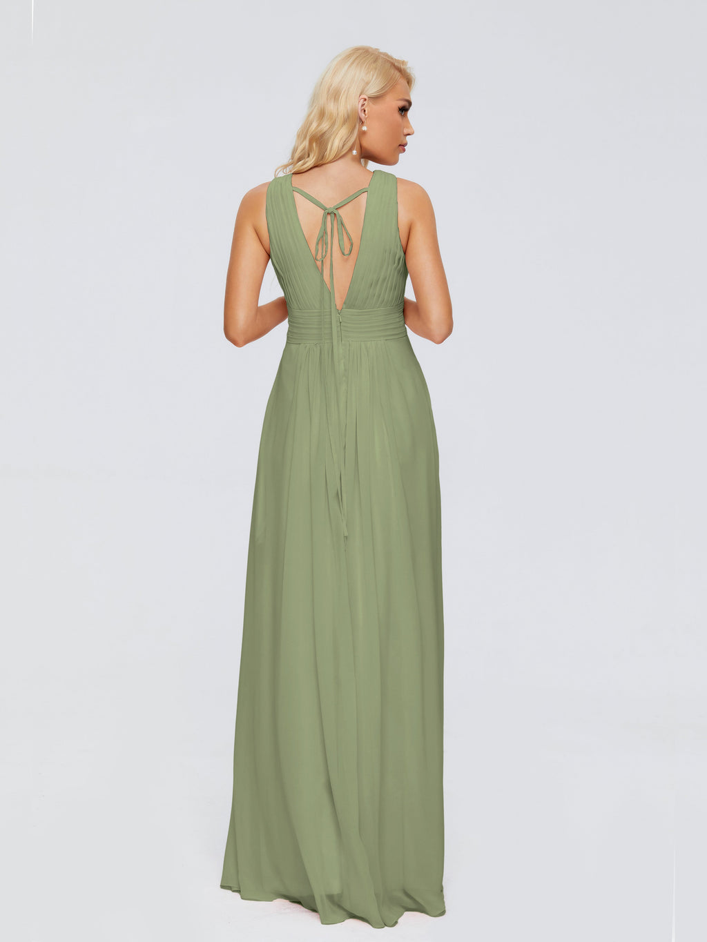 Juliana A-line V Neck Straps Chiffon Bridesmaid Dresses With Pockets