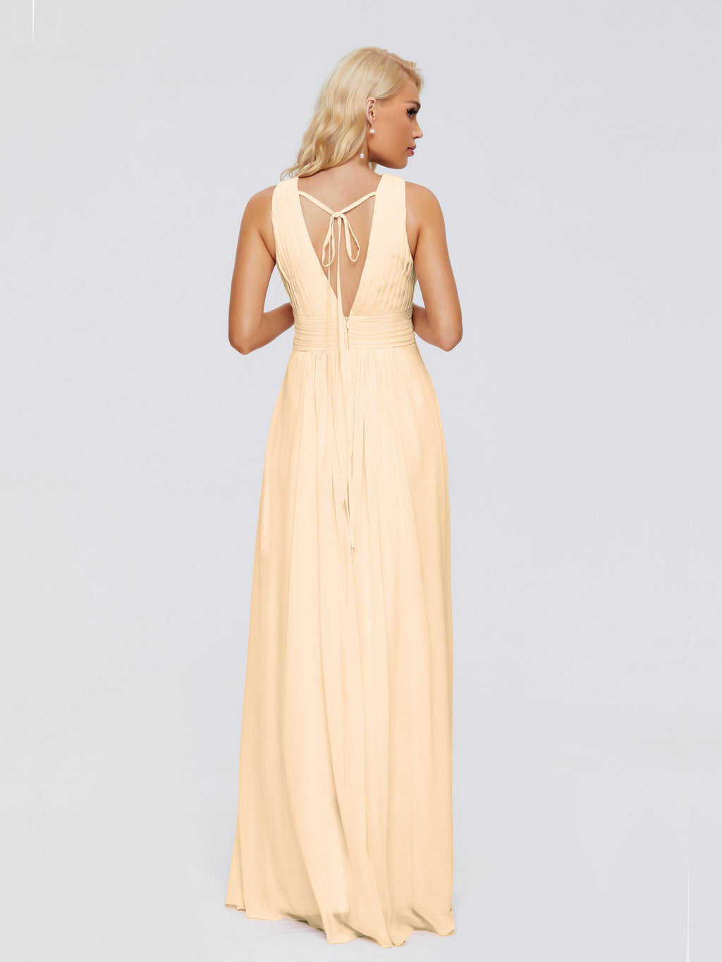 Juliana A-line V Neck Straps Chiffon Bridesmaid Dresses With Pockets