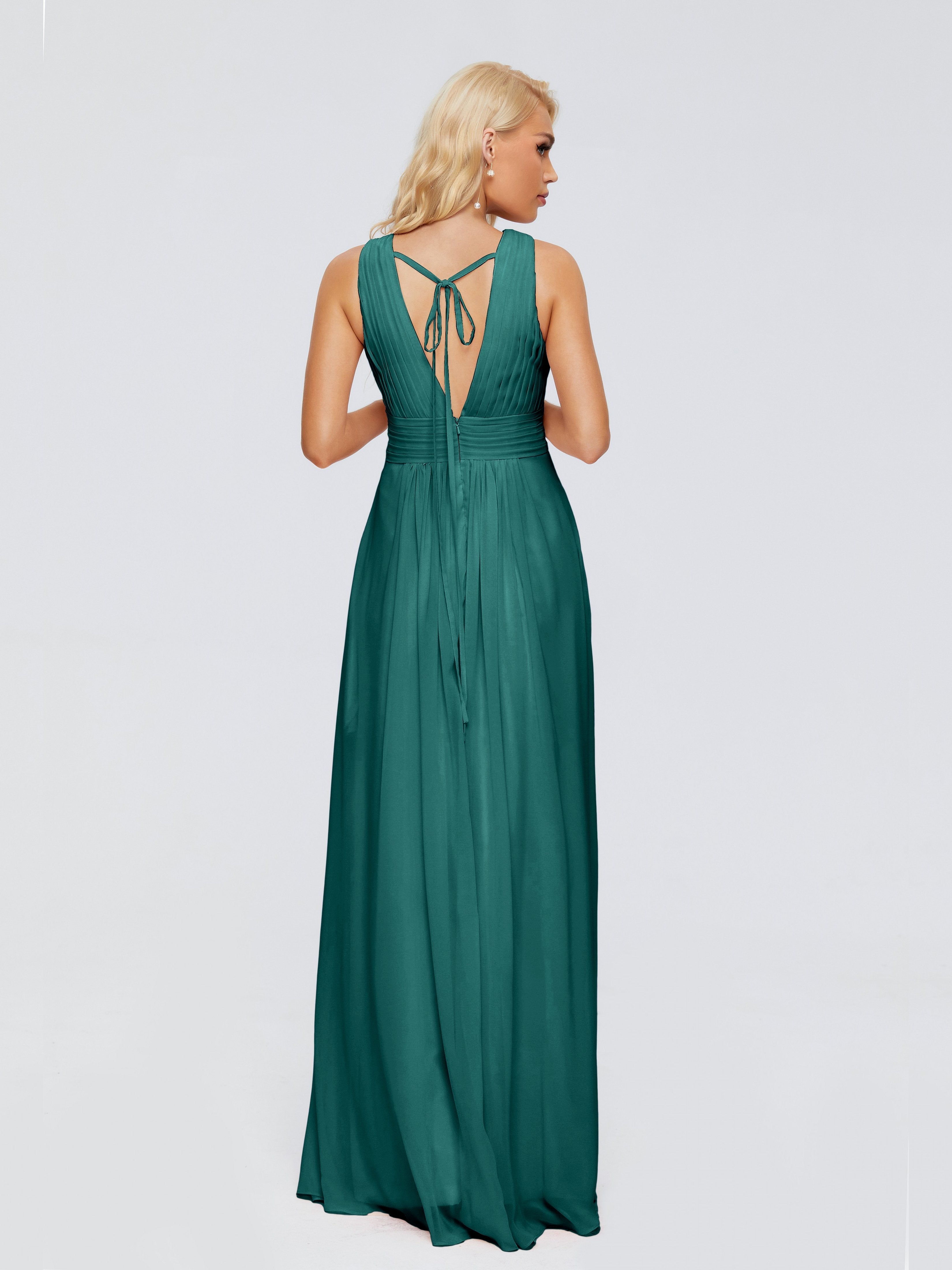 Juliana A-line V Neck Straps Chiffon Bridesmaid Dresses With Pockets