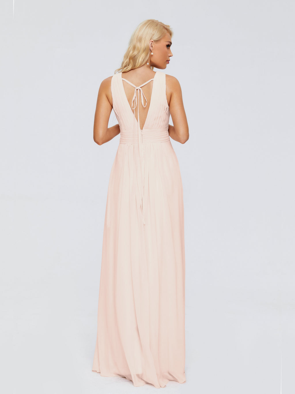 Juliana A-line V Neck Straps Chiffon Bridesmaid Dresses With Pockets