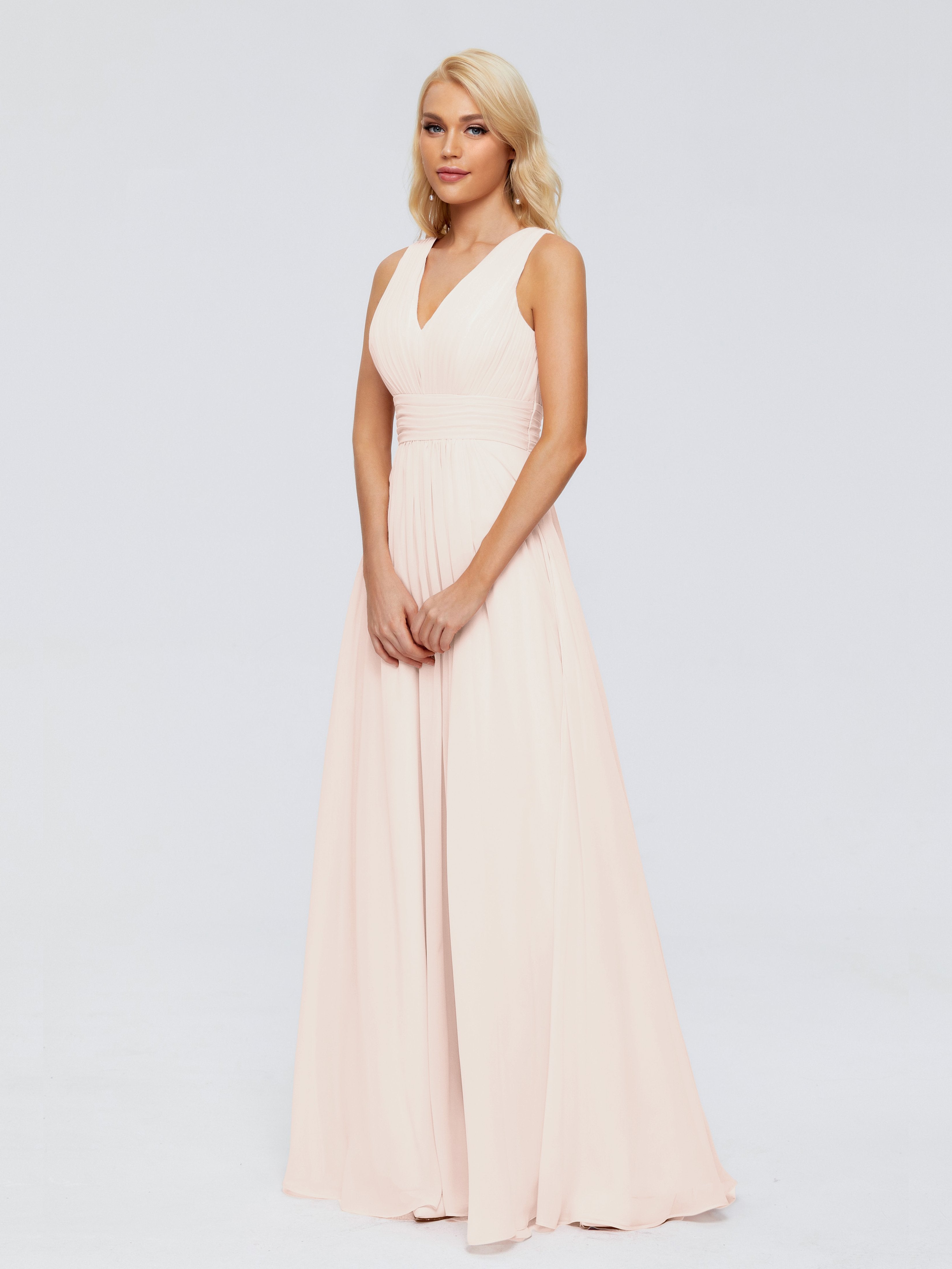 Juliana A-line V Neck Straps Chiffon Bridesmaid Dresses With Pockets