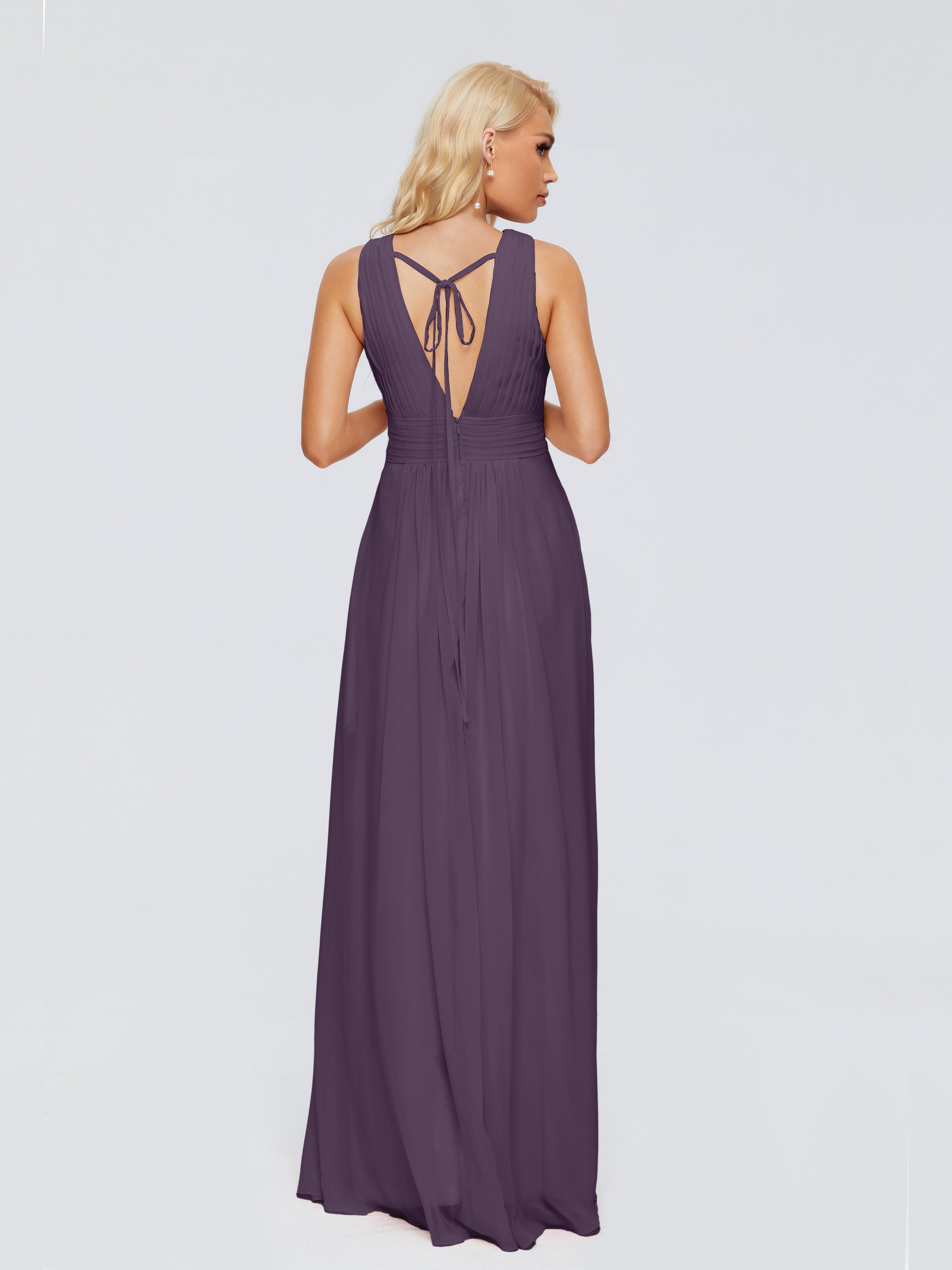 Juliana A-line V Neck Straps Chiffon Bridesmaid Dresses With Pockets