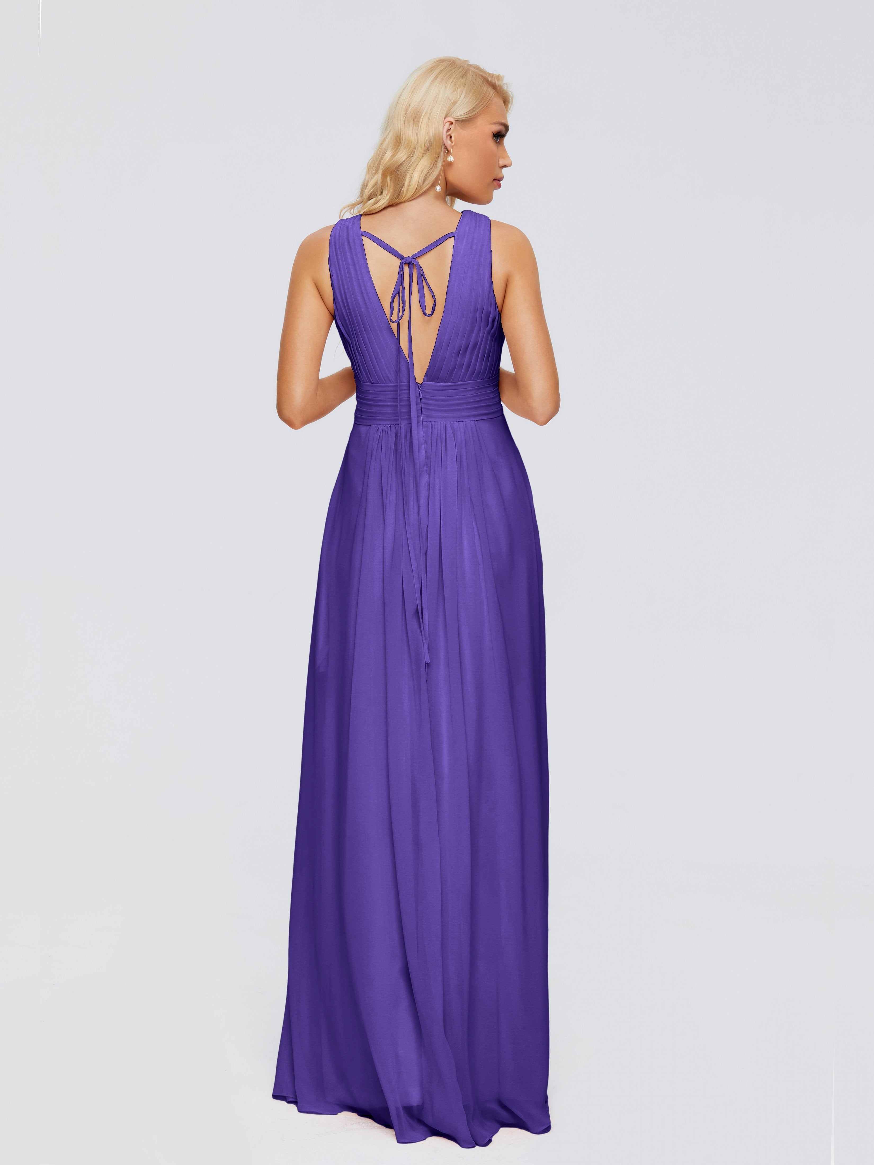 Juliana A-line V Neck Straps Chiffon Bridesmaid Dresses With Pockets