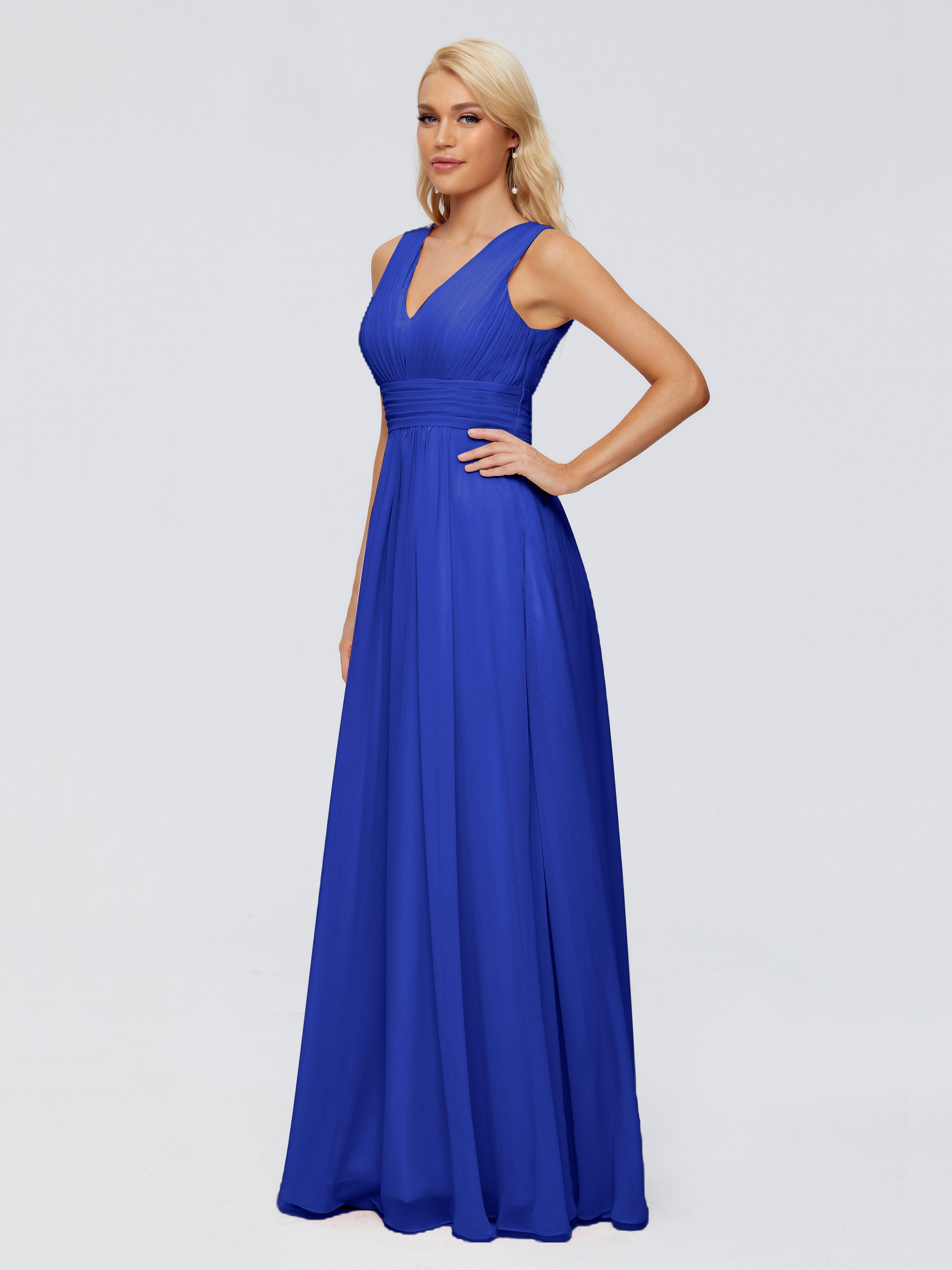 Juliana A-line V Neck Straps Chiffon Bridesmaid Dresses With Pockets