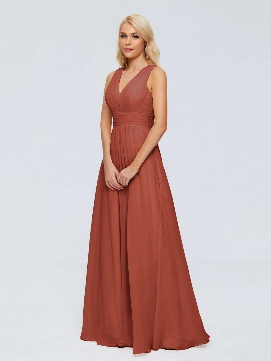 Juliana A-line V Neck Straps Chiffon Bridesmaid Dresses With Pockets
