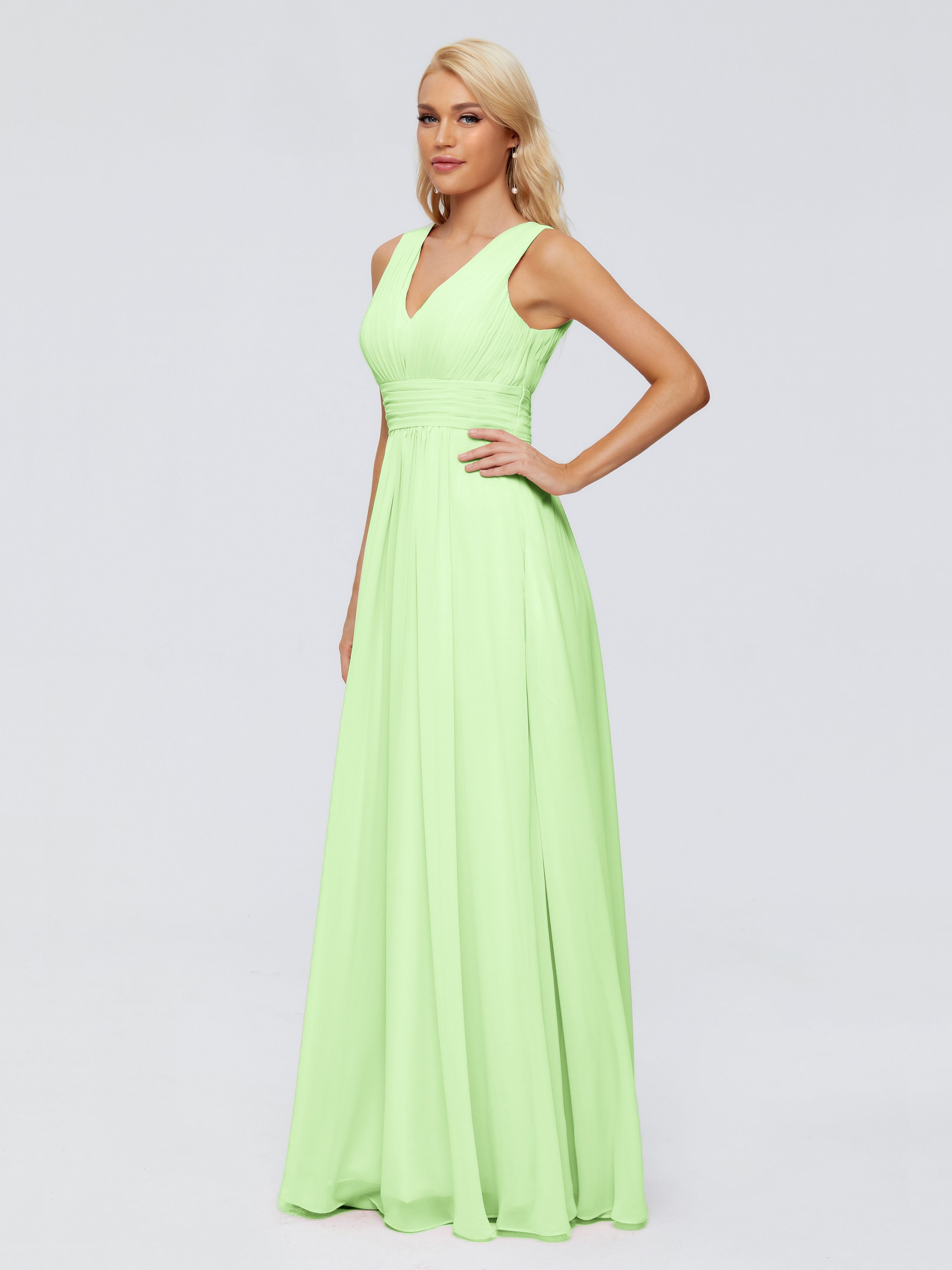 Juliana A-line V Neck Straps Chiffon Bridesmaid Dresses With Pockets