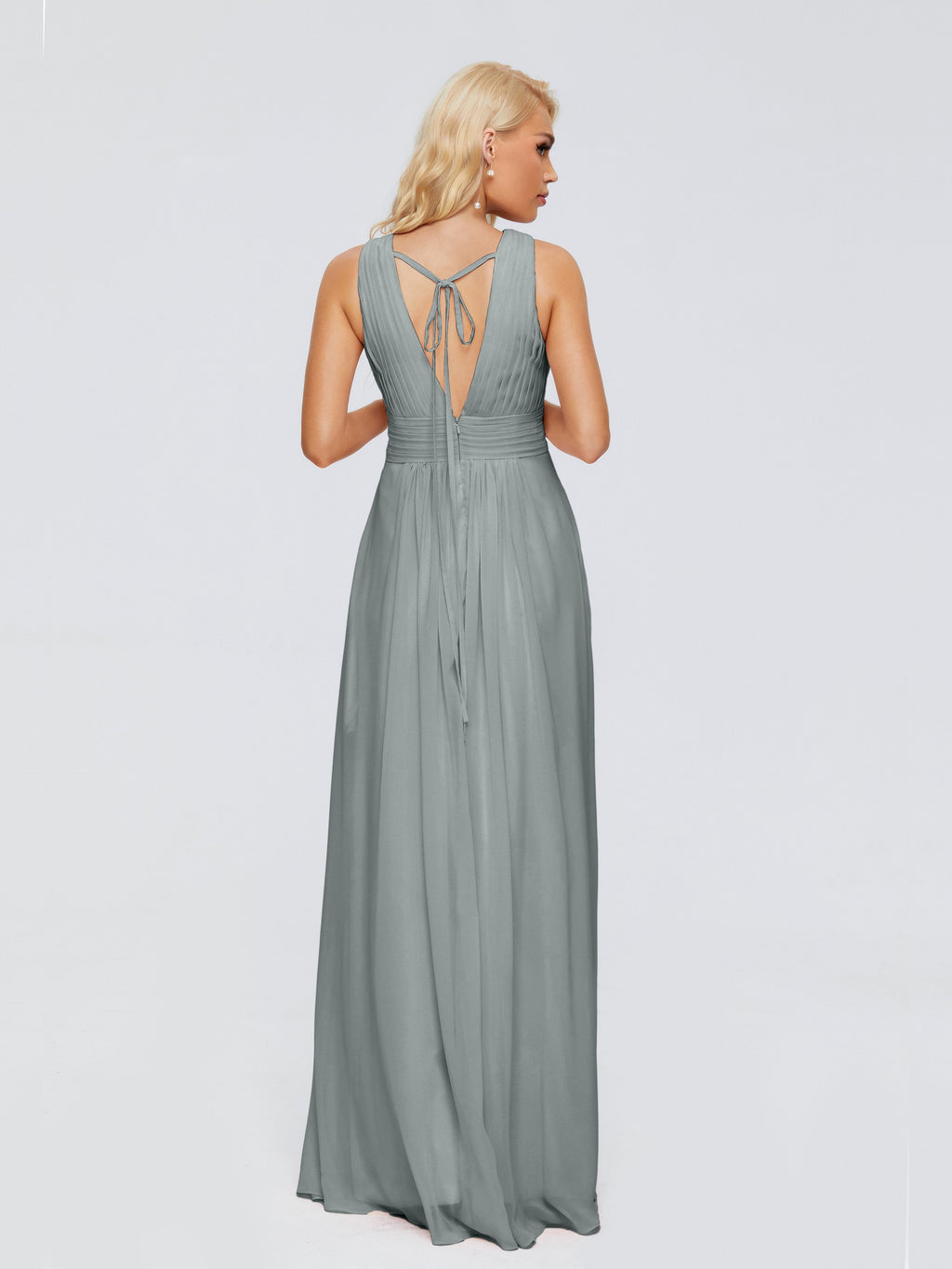 Juliana A-line V Neck Straps Chiffon Bridesmaid Dresses With Pockets