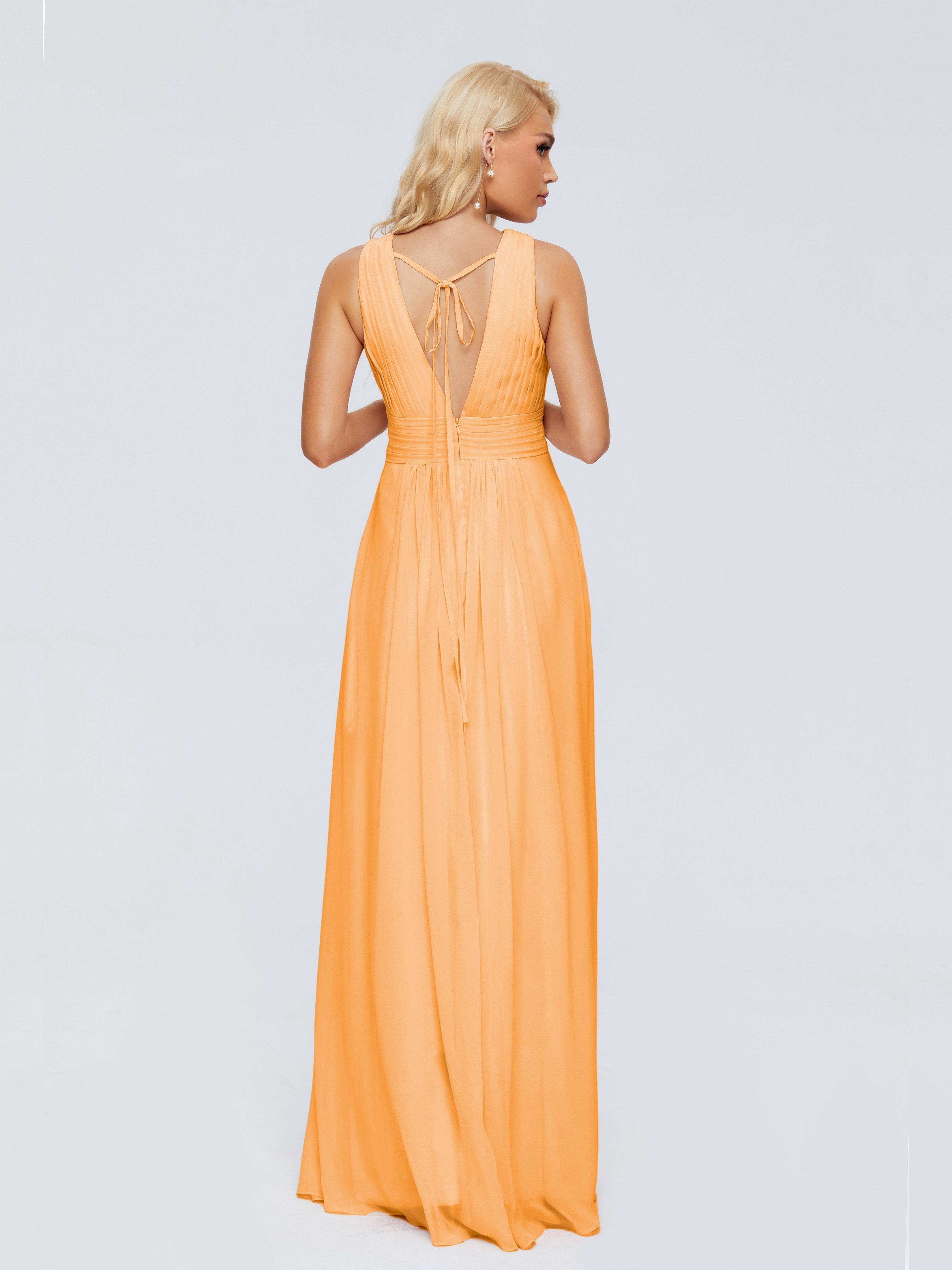 Juliana A-line V Neck Straps Chiffon Bridesmaid Dresses With Pockets