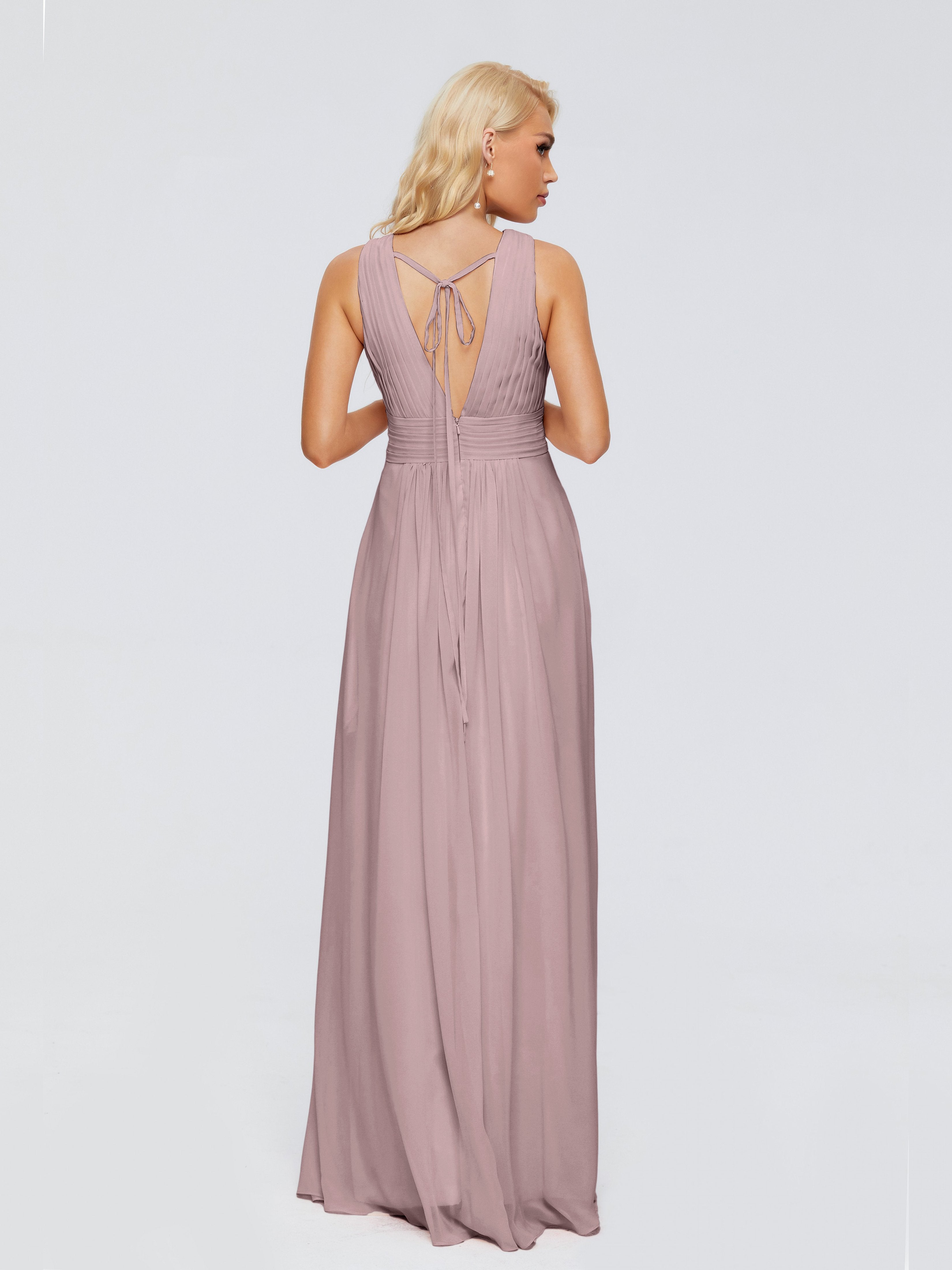 Juliana A-line V Neck Straps Chiffon Bridesmaid Dresses With Pockets