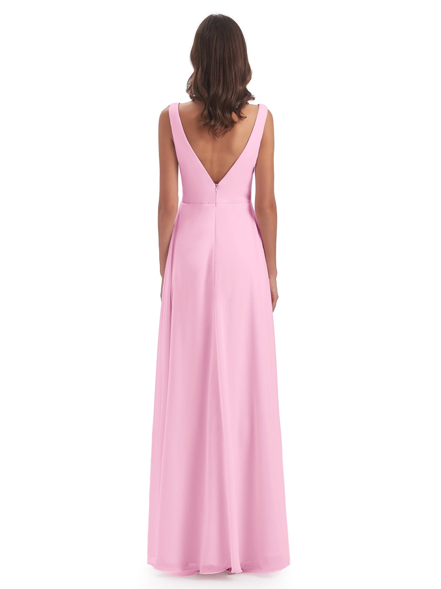 Jurnee Floor Length V-neck Ruched Chiffon Bridesmaid Dresses