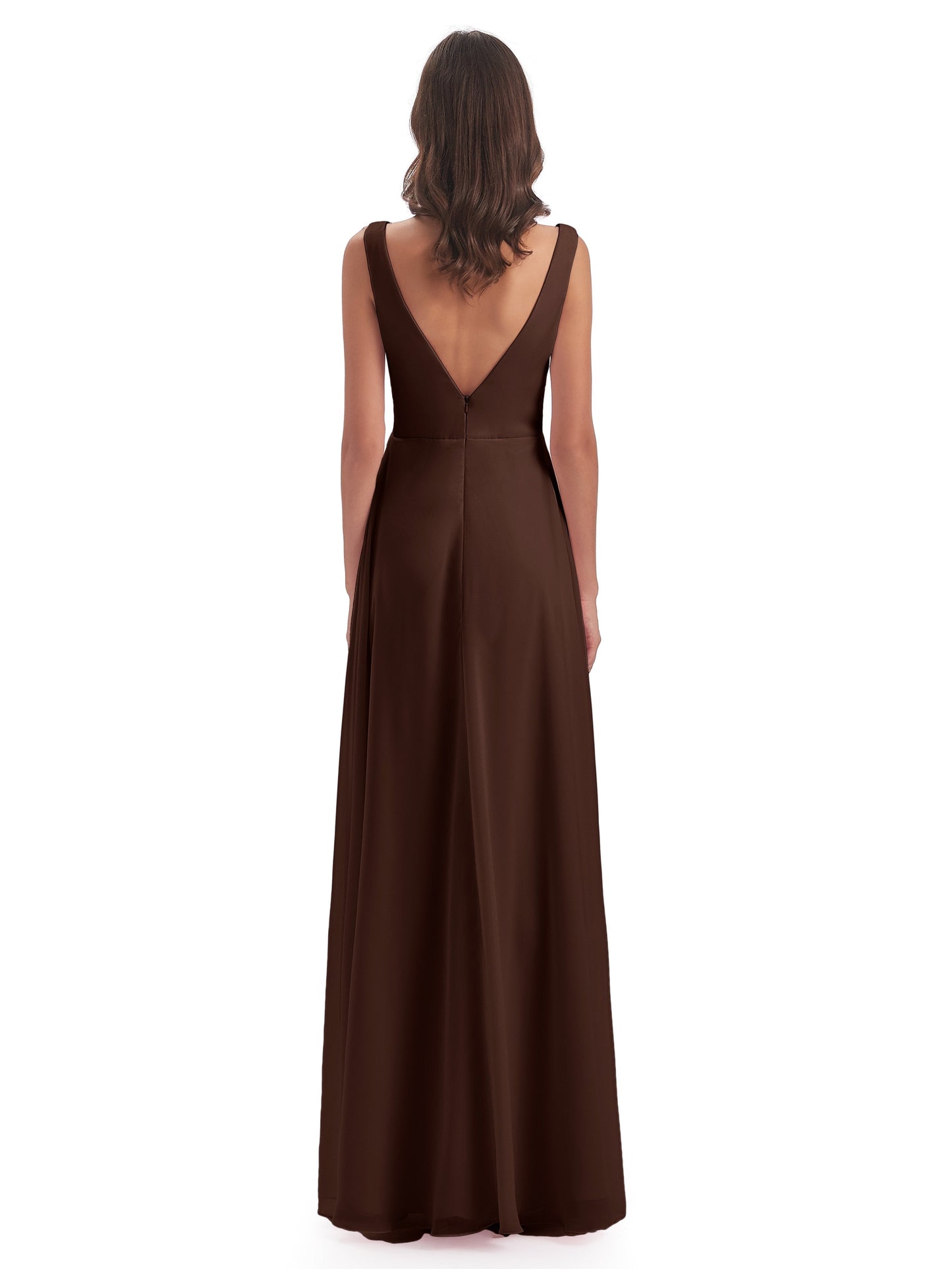 Jurnee Floor Length V-neck Ruched Chiffon Bridesmaid Dresses