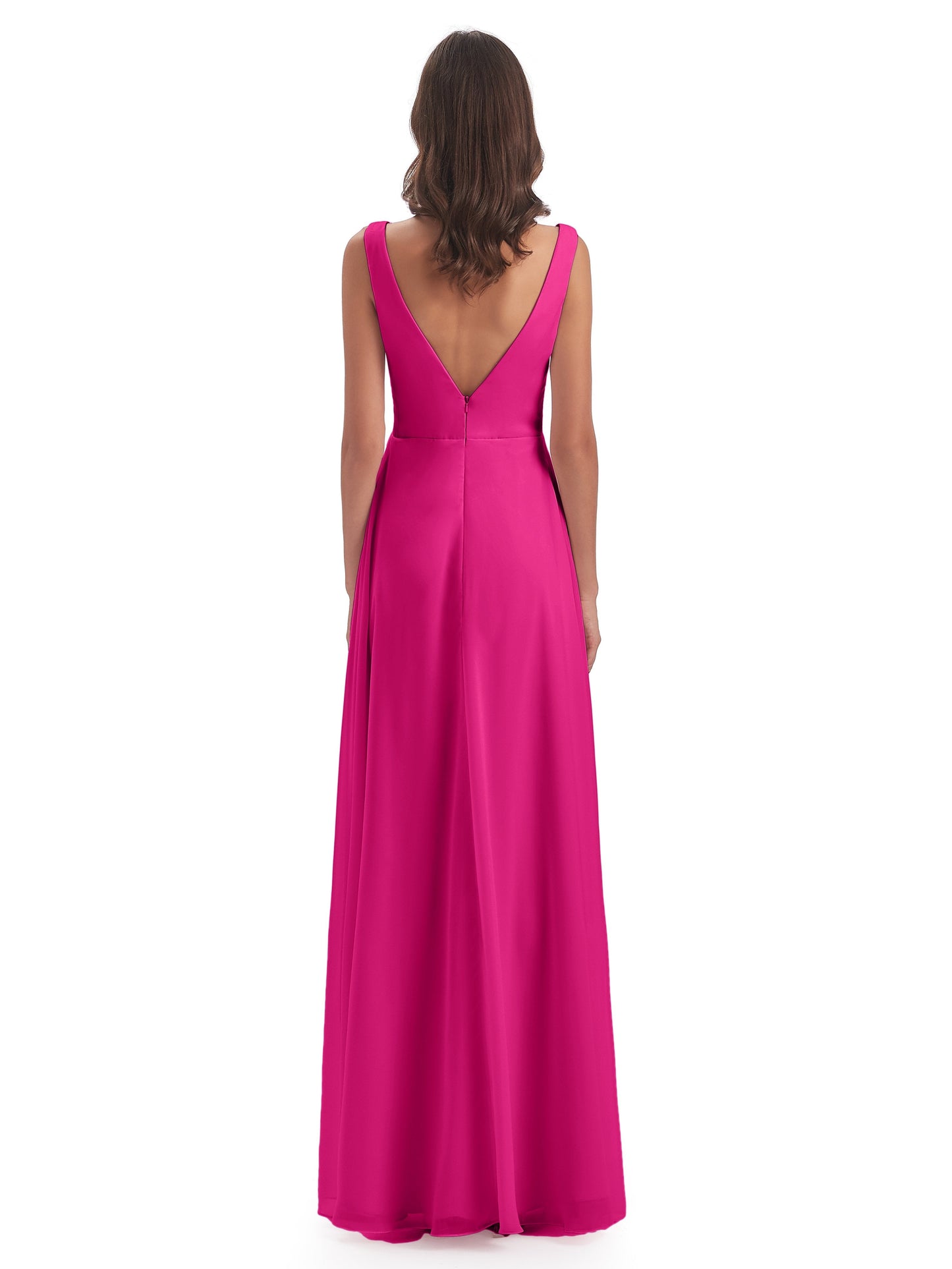 Jurnee Floor Length V-neck Ruched Chiffon Bridesmaid Dresses